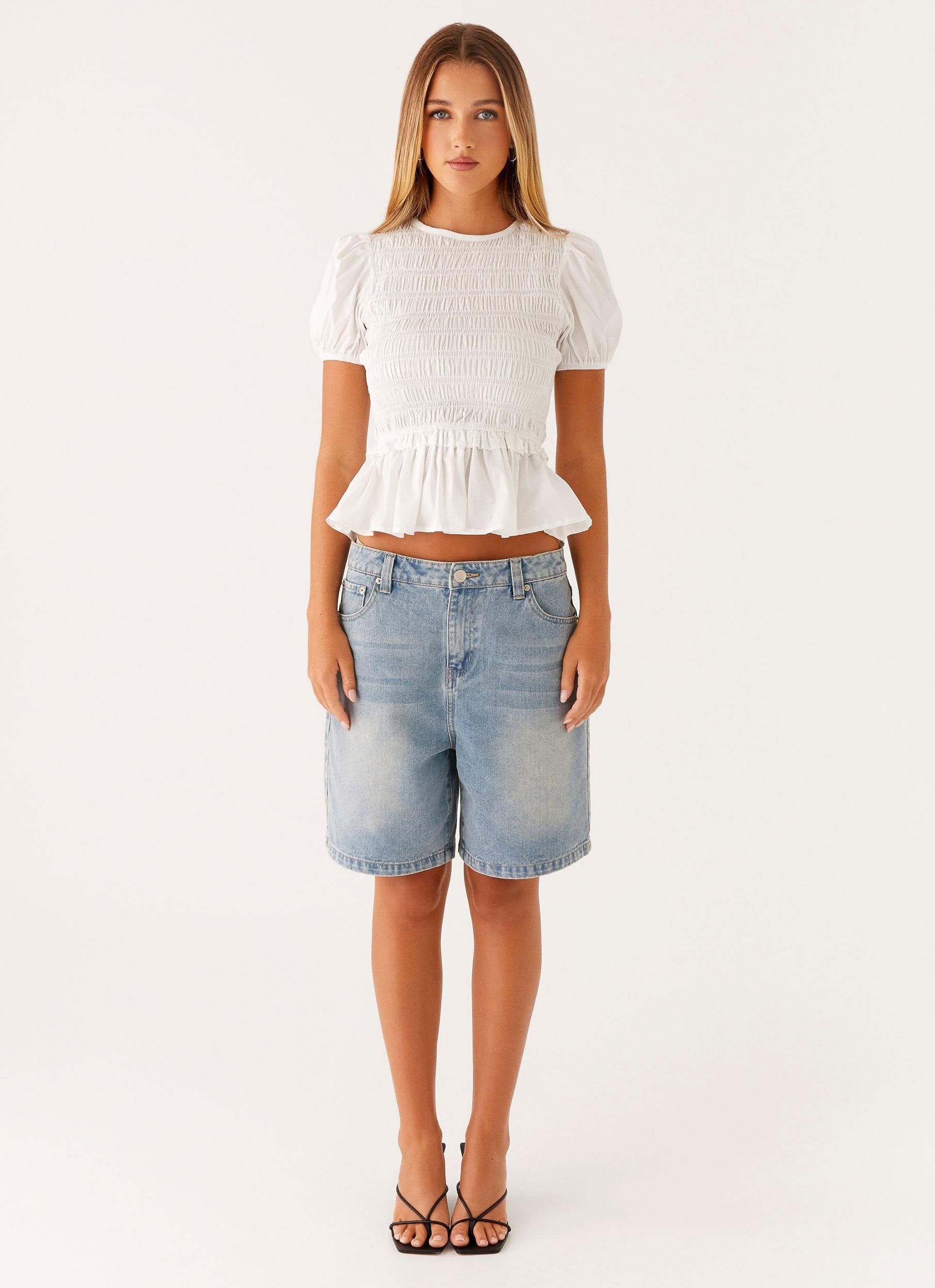 Izzy Shirred Top - White Product Image