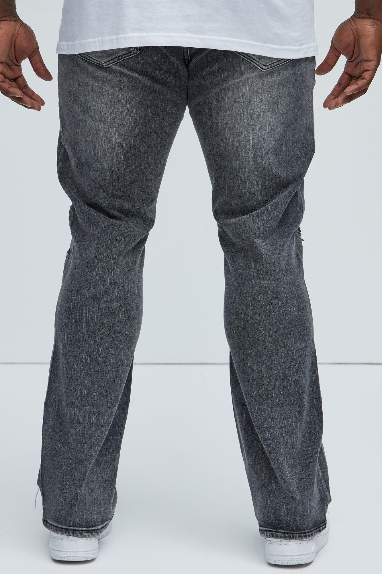 Morant Frayed Stacked Skinny Flare Jeans - Black Wash Product Image