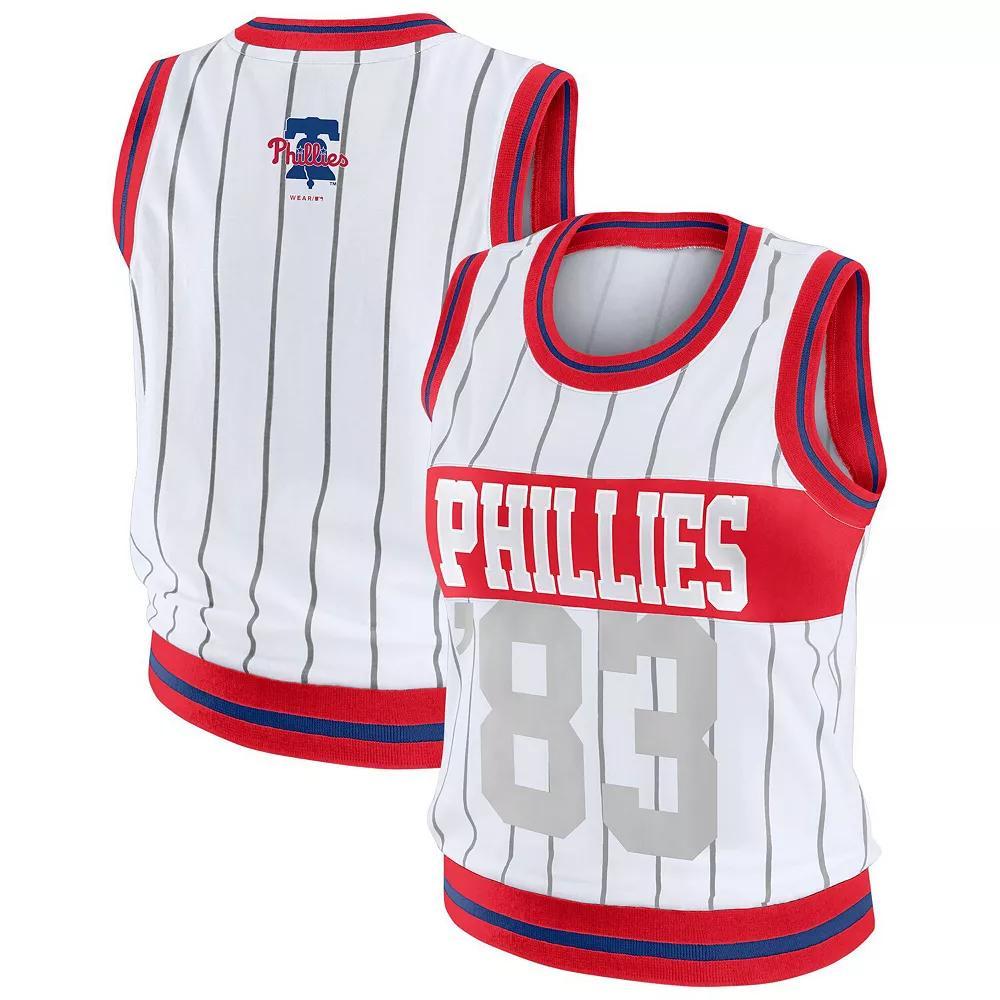 Women's WEAR by Erin Andrews  White Philadelphia Phillies Sporty Tank Top, Size: XS Product Image