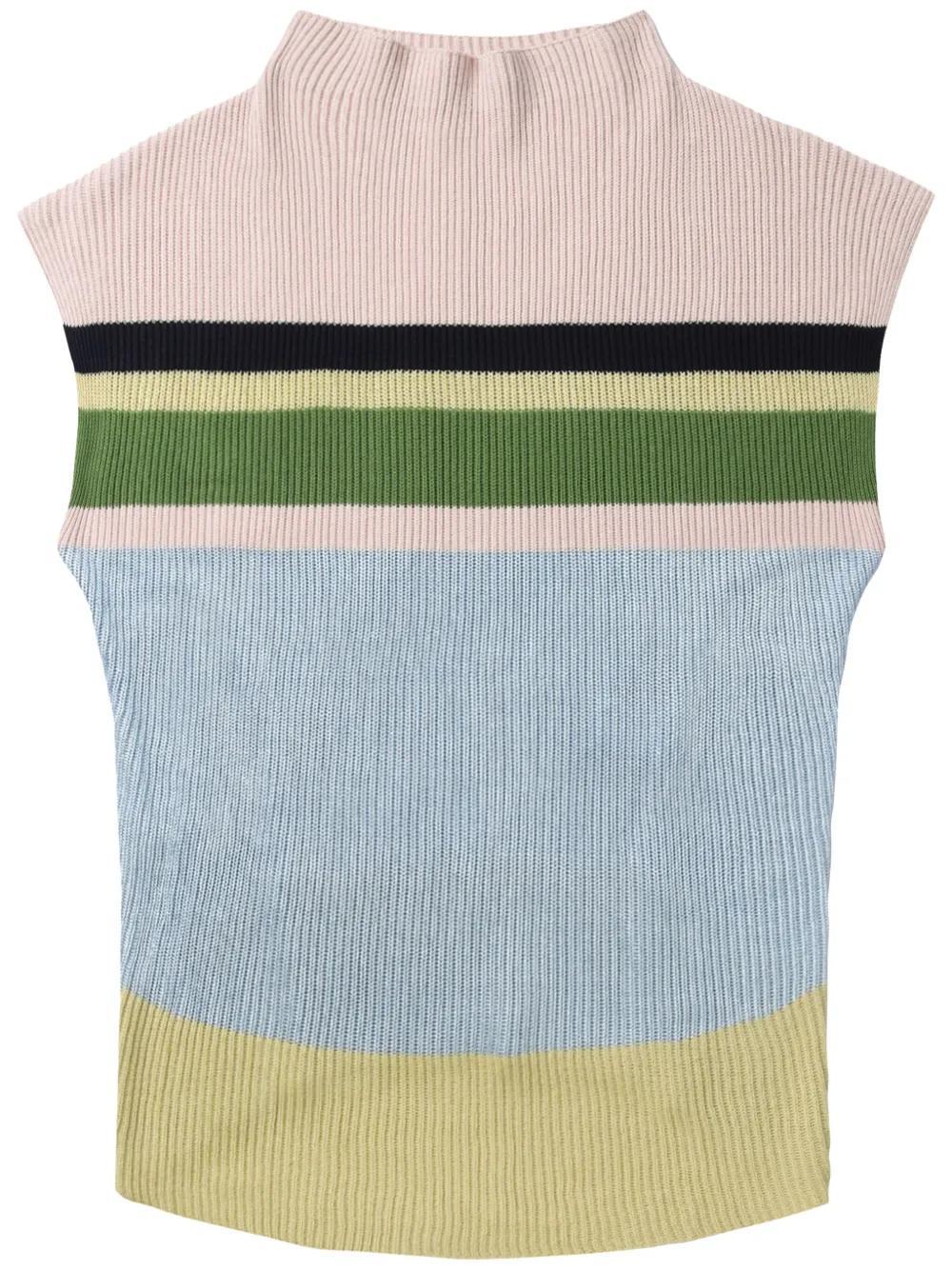 KIKO KOSTADINOV Essick Stripe Short Sleeve Sweater Pink / Sky Blue In Multicolor Product Image