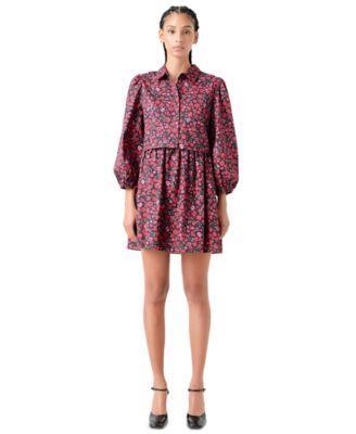 English Factory Womens Floral-Print Mini Shirtdress - Black Product Image