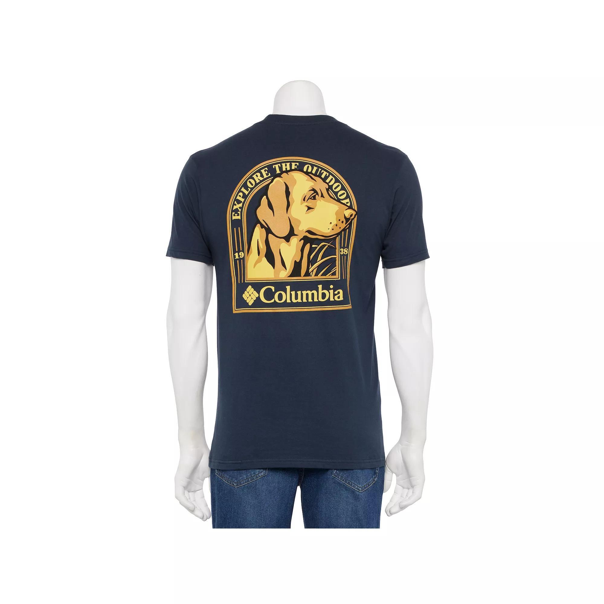 Men's Columbia Short Sleeve Back Graphic Tee, Size: Small, Blue Product Image