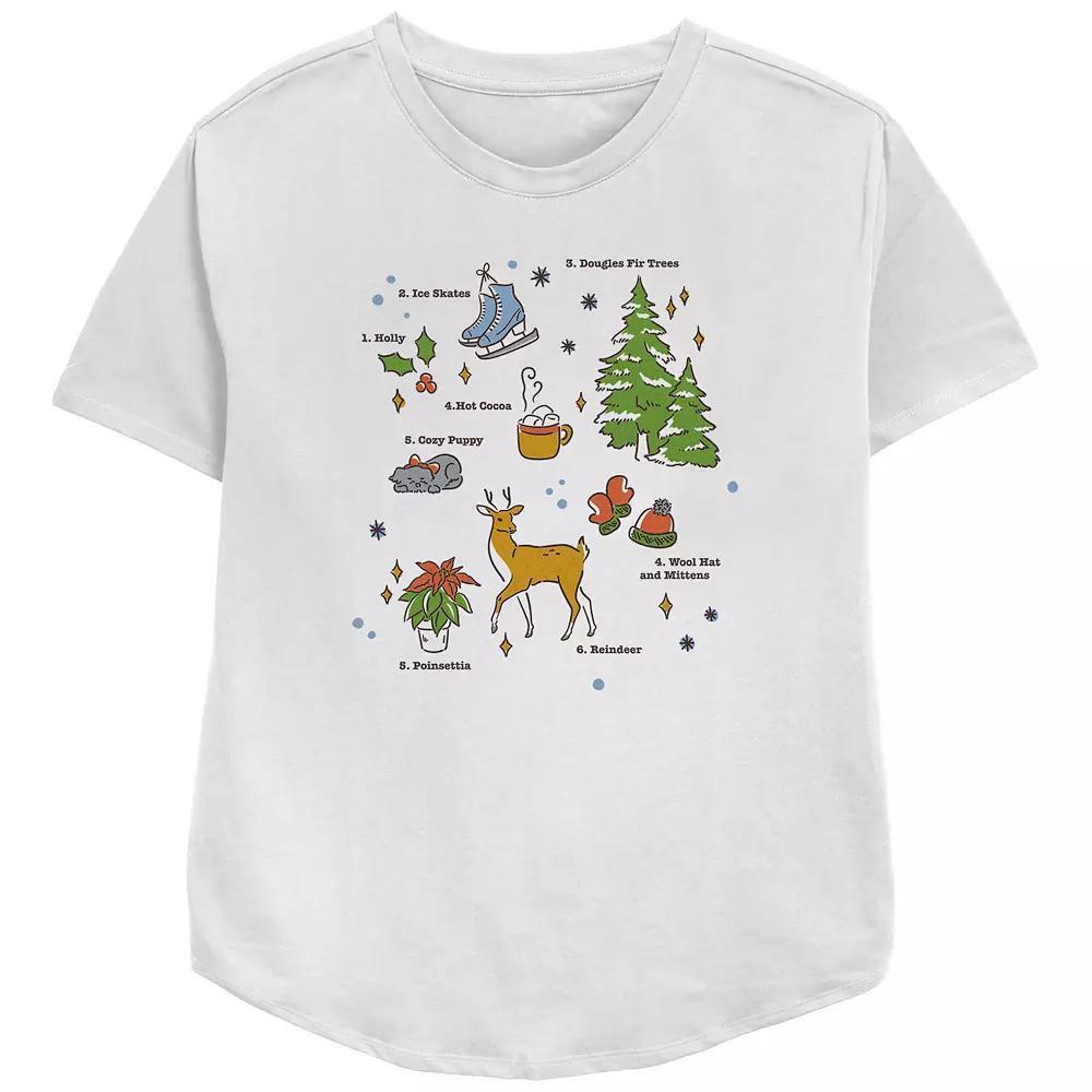Women's Christmas Icons Spread Relaxed Fit Graphic Tee, Size: Small, White Product Image