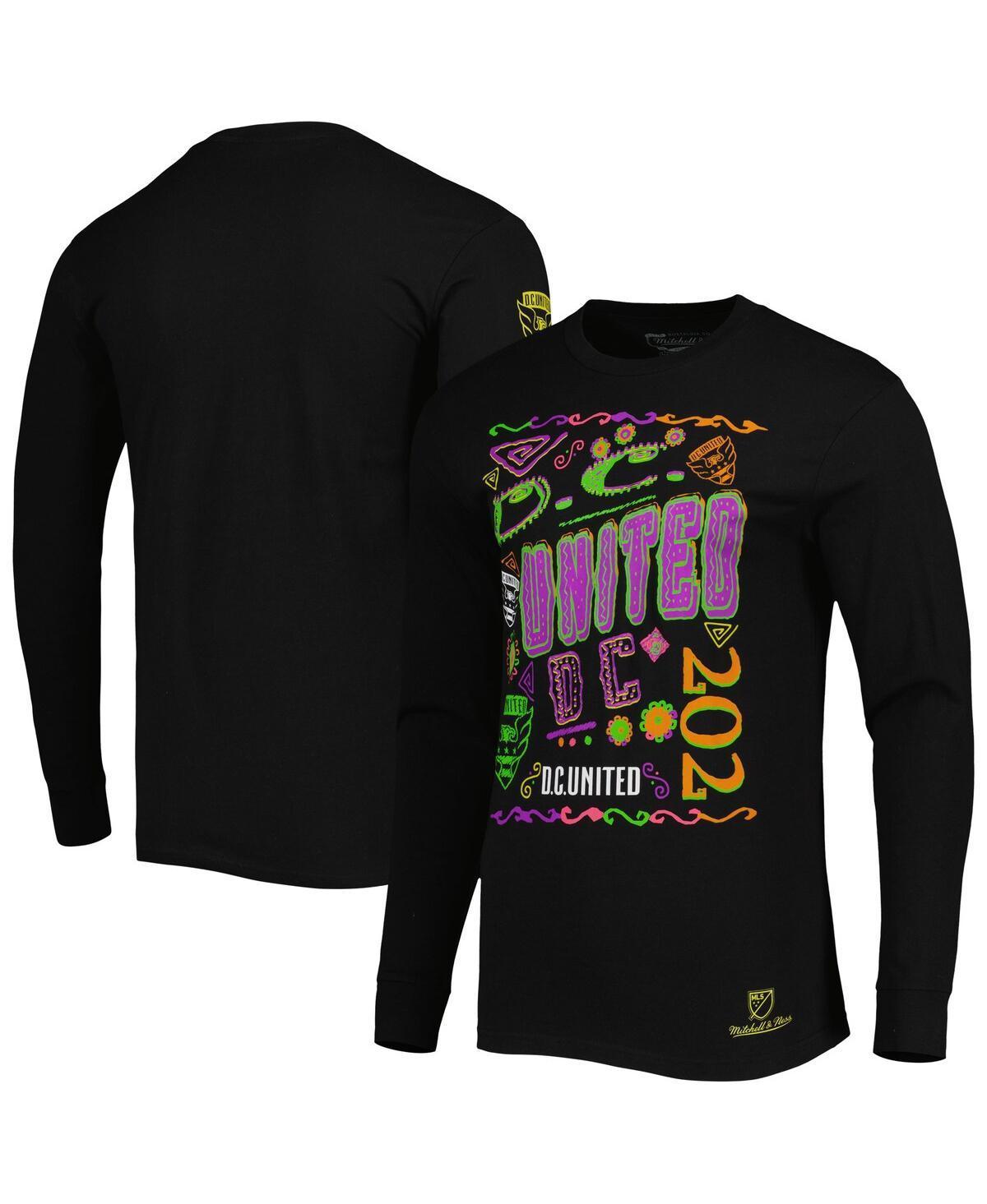 Men's Mitchell & Ness Black D.C. United Papel Picado Long Sleeve T-Shirt, Size: 2XL, Dcu Black Product Image