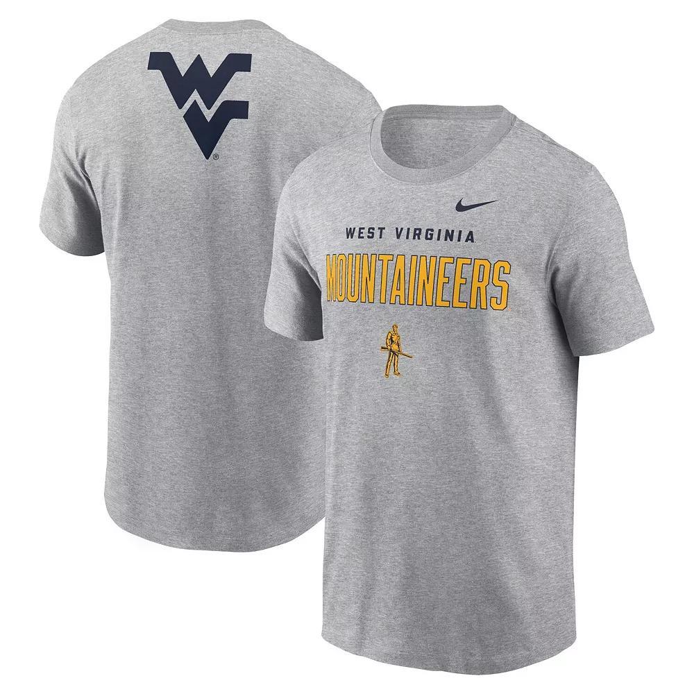Men's Nike Heather Gray West Virginia Mountaineers Campus 2-Hit Primary Mascot T-Shirt, Size: Medium, Grey Product Image