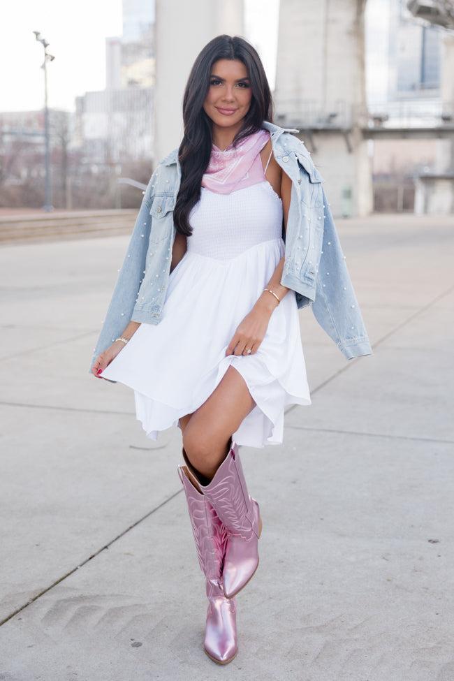 Small Town Roots White Woven Dress SALE Product Image