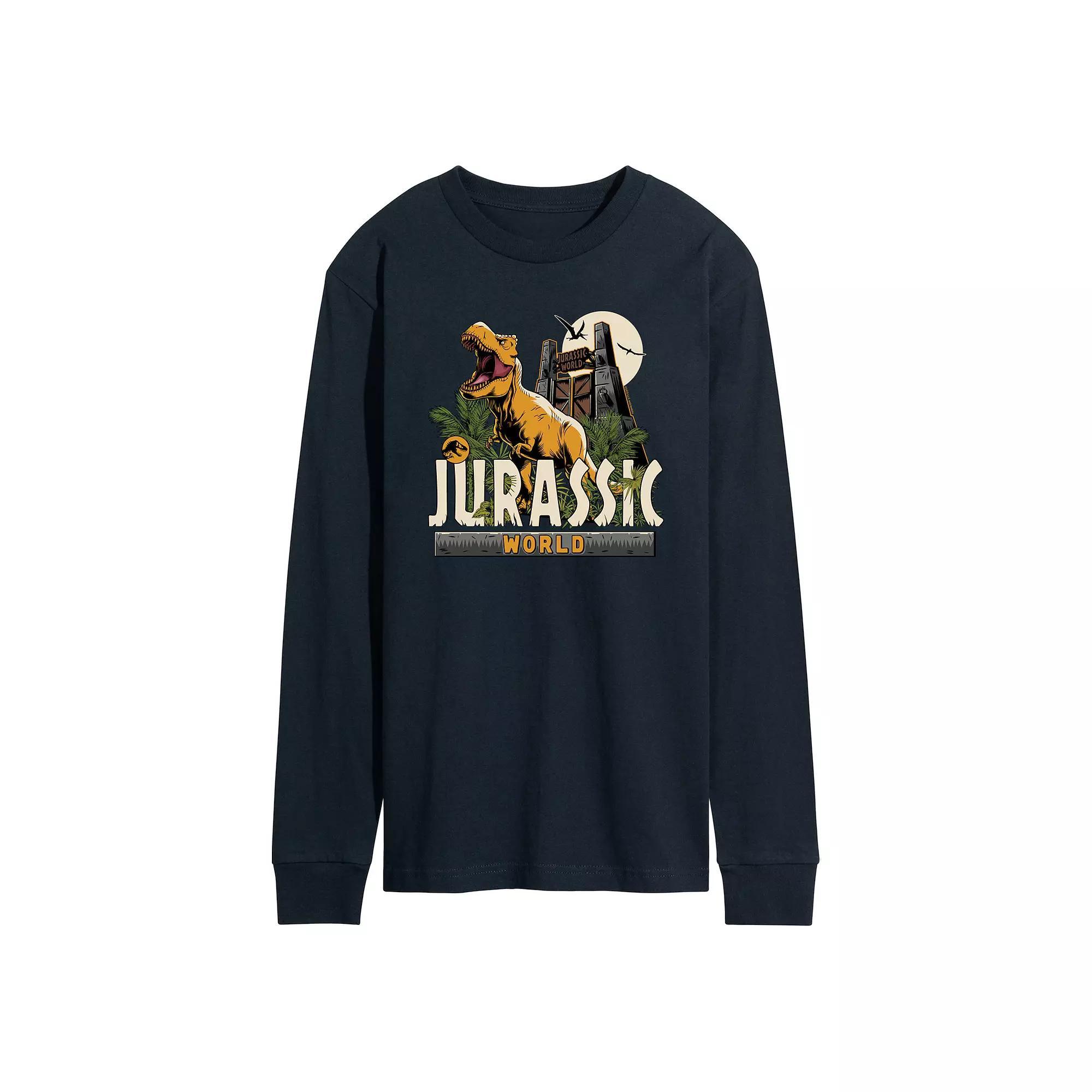 Mens Jurassic World T Rex Long Sleeve Graphic Tee Blue Product Image