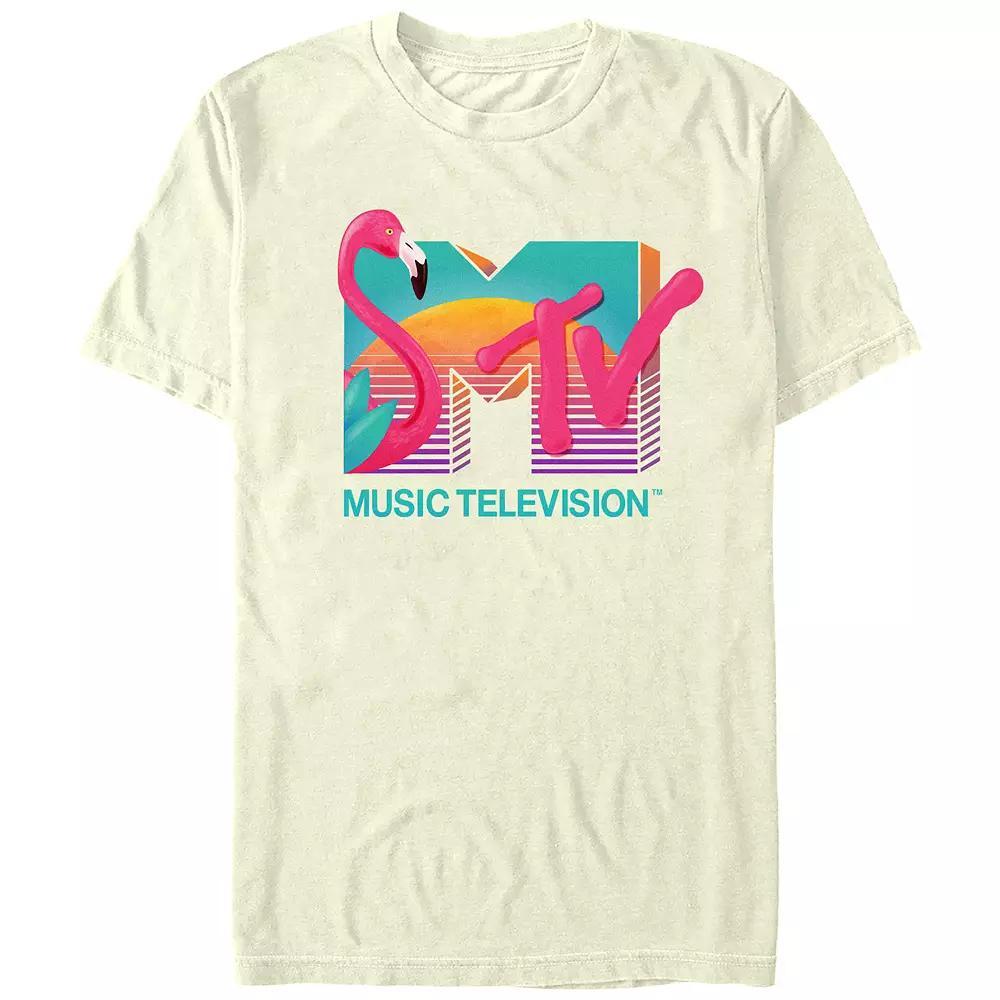 Juniors' MTV Flamingo Logo Boyfriend Graphic Tee, Women's, Size: Medium, Natural Product Image