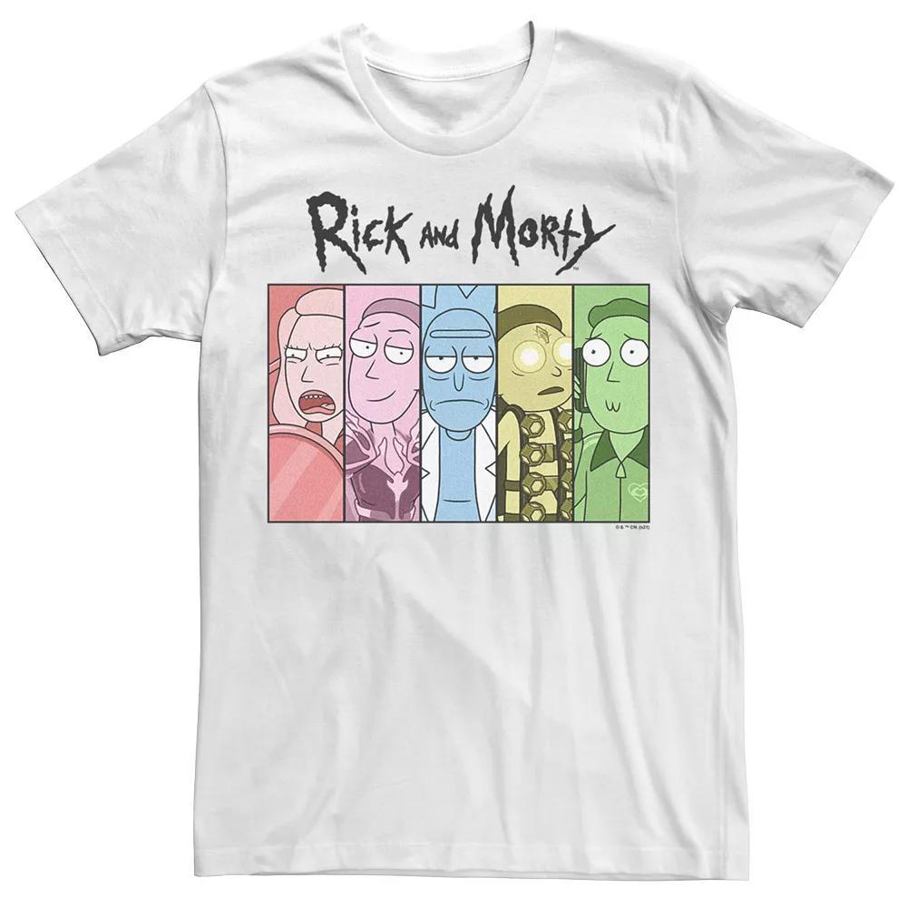 Men's Rick & Morty Character Panel Portraits Tee, Size: Small, White Product Image