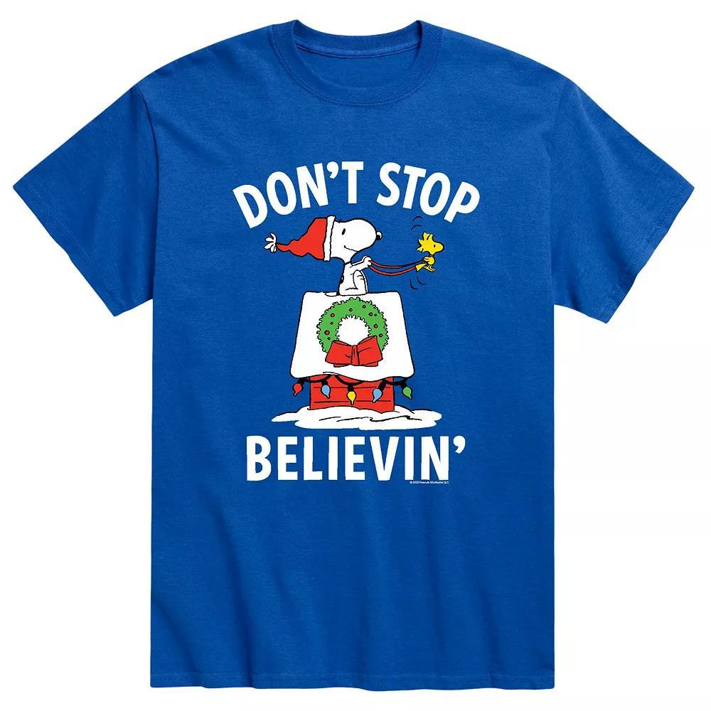 Men's Peanuts Believin Tee, Size: Large, Royal Blue Product Image