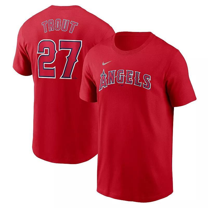 Men's Nike Mike Trout Red Los Angeles Angels Fuse Name & Number T-Shirt, Size: Small Product Image