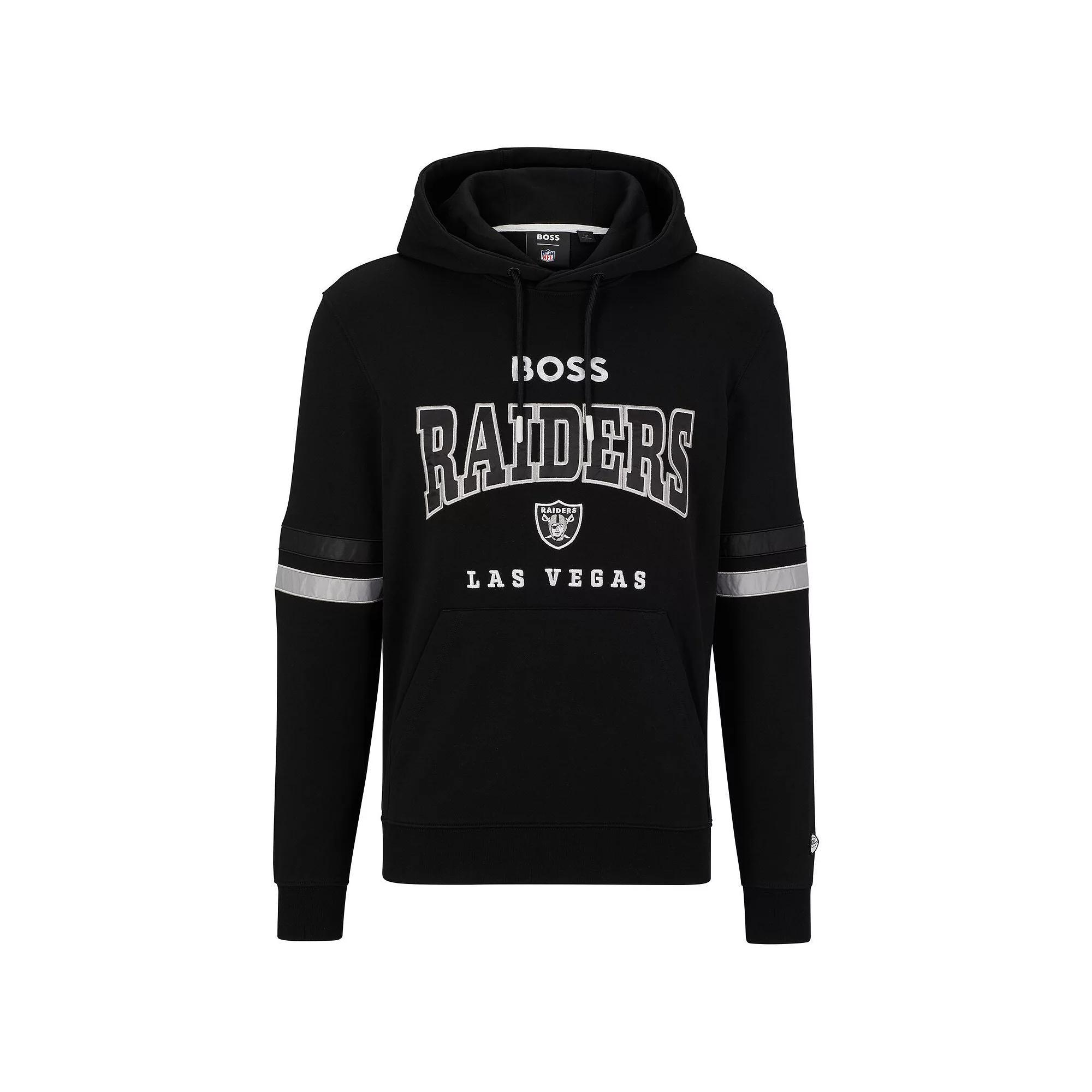 Men's BOSS X NFL  Black/White Las Vegas Raiders Touchdown Pullover Hoodie, Size: Small, Lvr Black Product Image