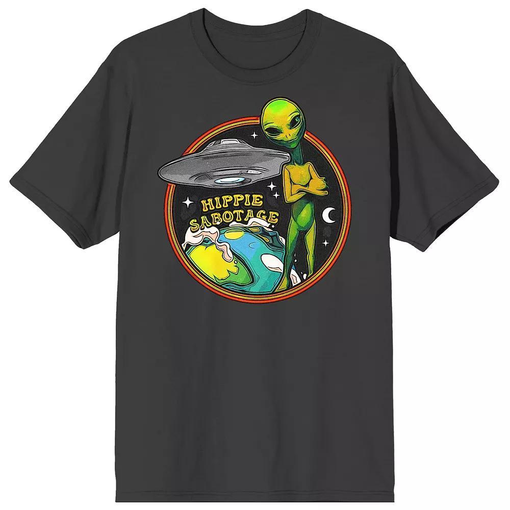 Men's Hippie Sabotage Alien Short Sleeve Graphic Tee, Size: Medium, Black Product Image