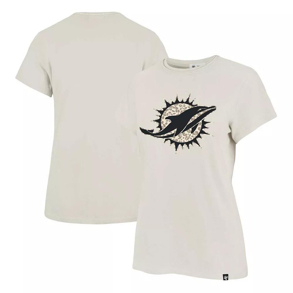 Women's '47 Cream Miami Dolphins Panthera Frankie T-Shirt, Size: XL, Beige Product Image