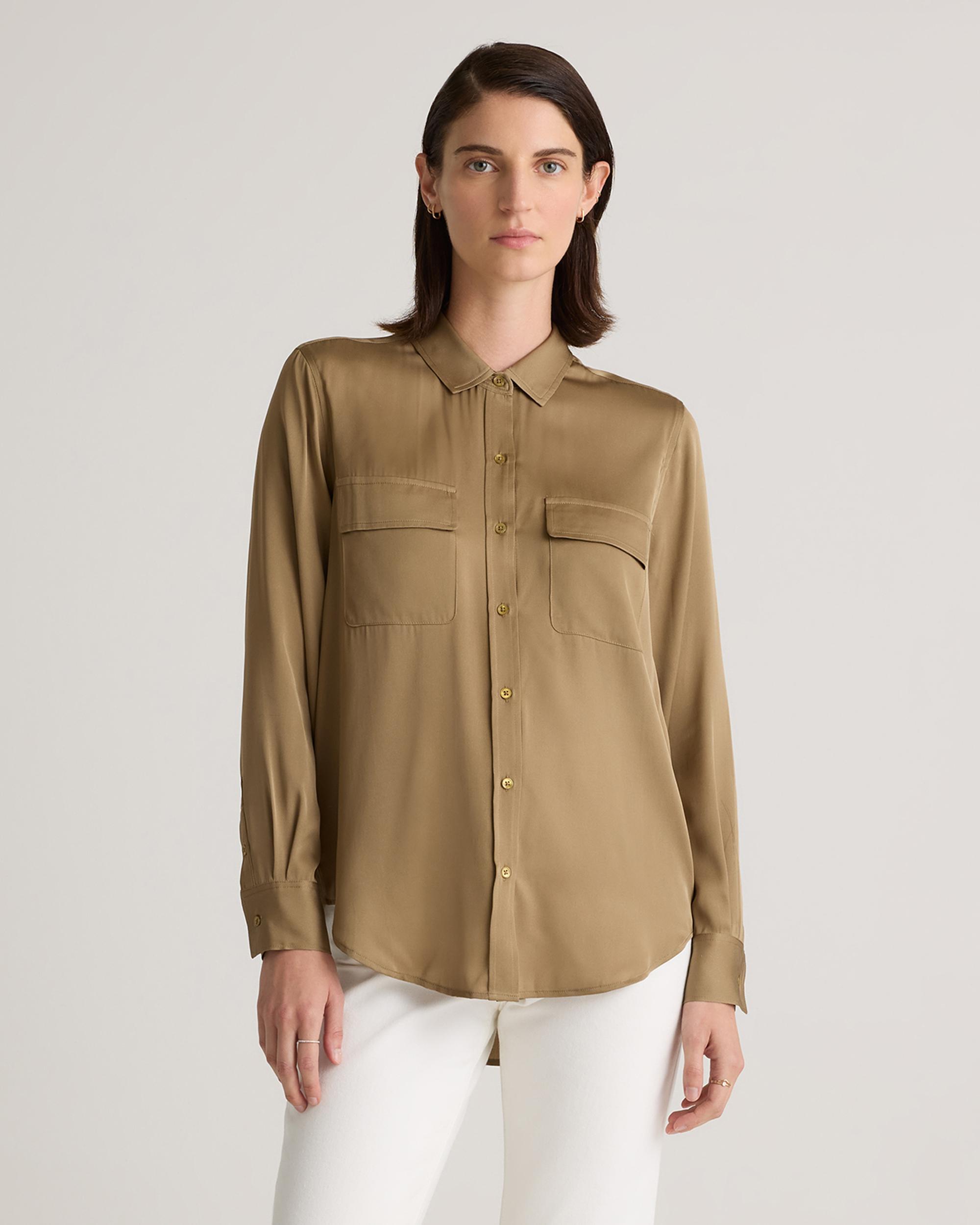Quince | Women's Washable Stretch Silk Utility Long Sleeve Blouse Product Image