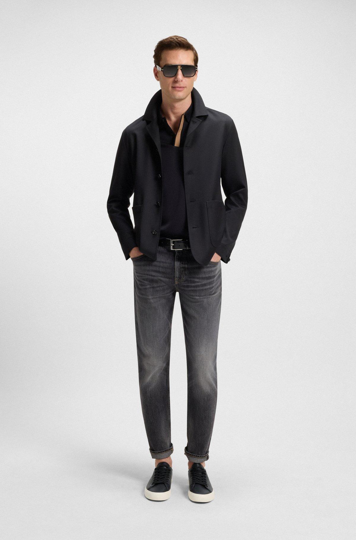 BOSS - Low-top trainers in grained faux leather - Black Product Image