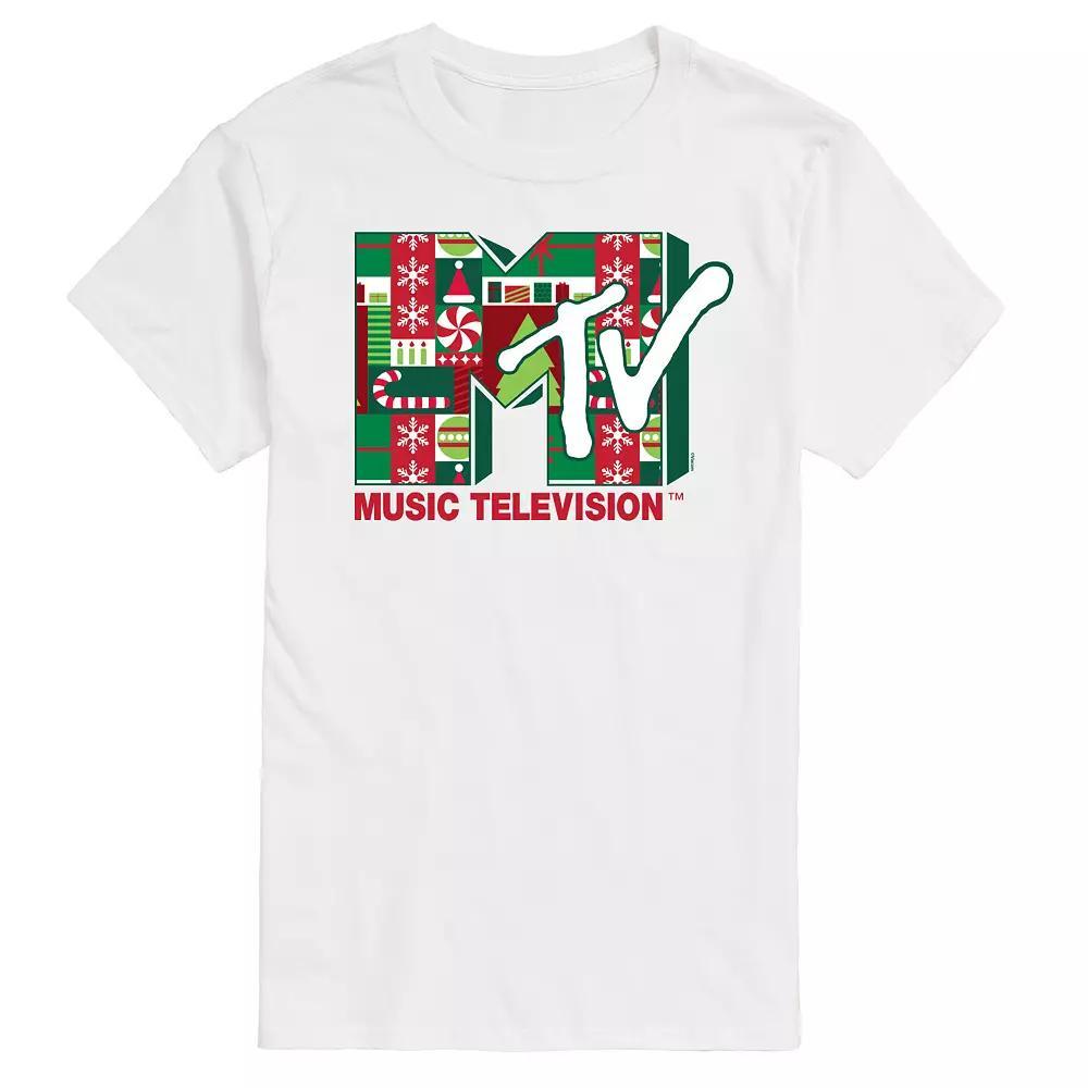 Mens MTV Christmas Pattern Graphic Tee Product Image