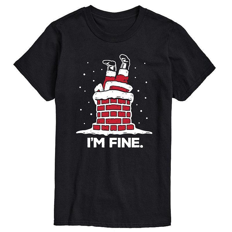 Big & Tall I'm Fine Santa Chimney Graphic Tee, Men's, Size: Large Tall, Blue Product Image