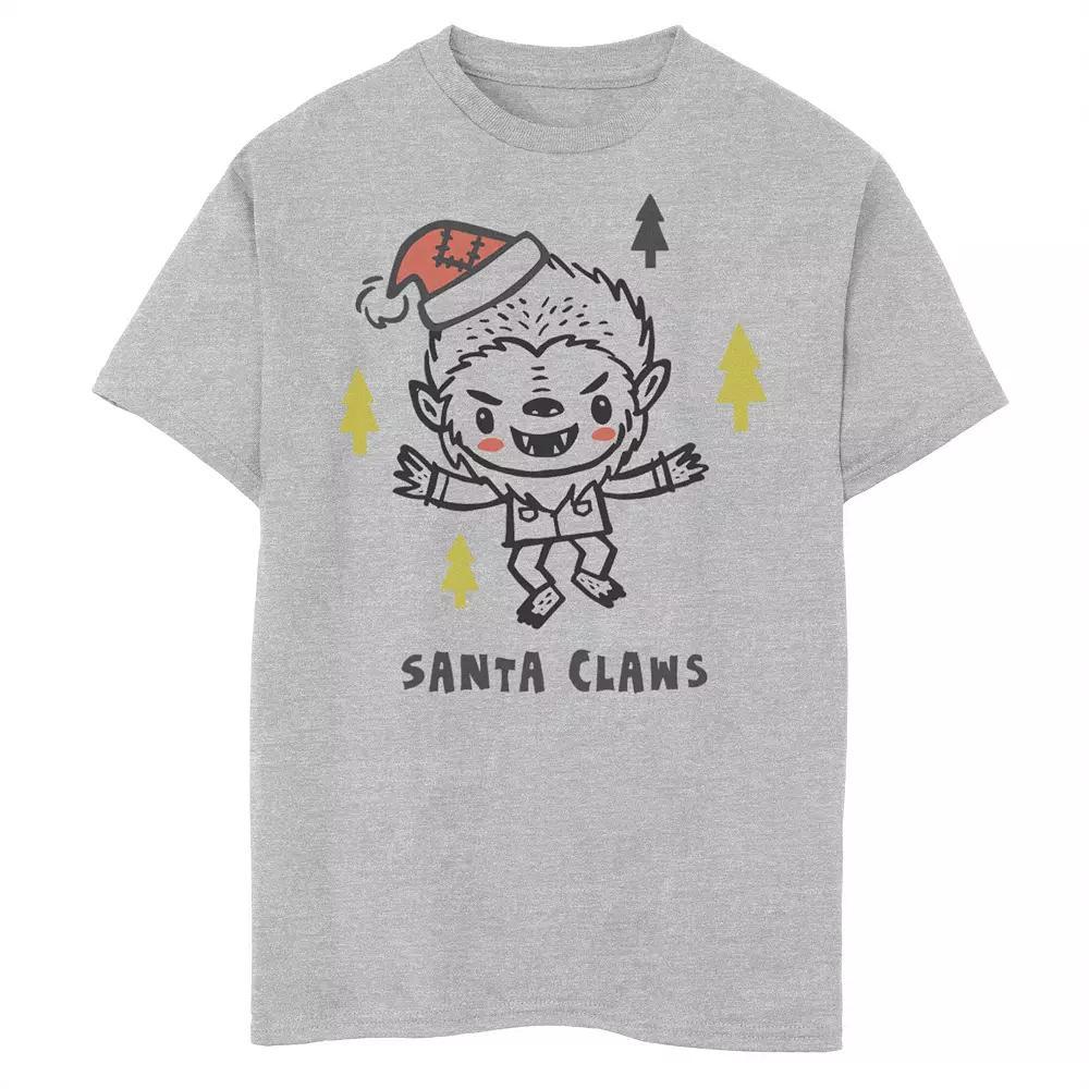 Boys 8-20 Universal Monsters Christmas Wolf Man Santa Claws Graphic Tee, Boy's, Size: XL, Athletic Grey Product Image