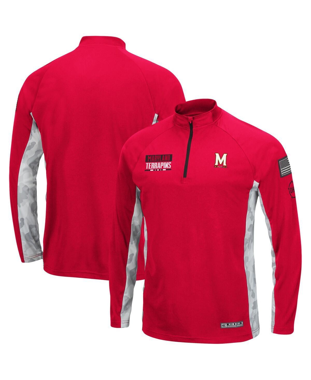 Men's Colosseum Cardinal Arkansas Razorbacks OHT Military Appreciation Snow Cruise Raglan 1/4-Zip Jacket, Size: Medium, Red Product Image