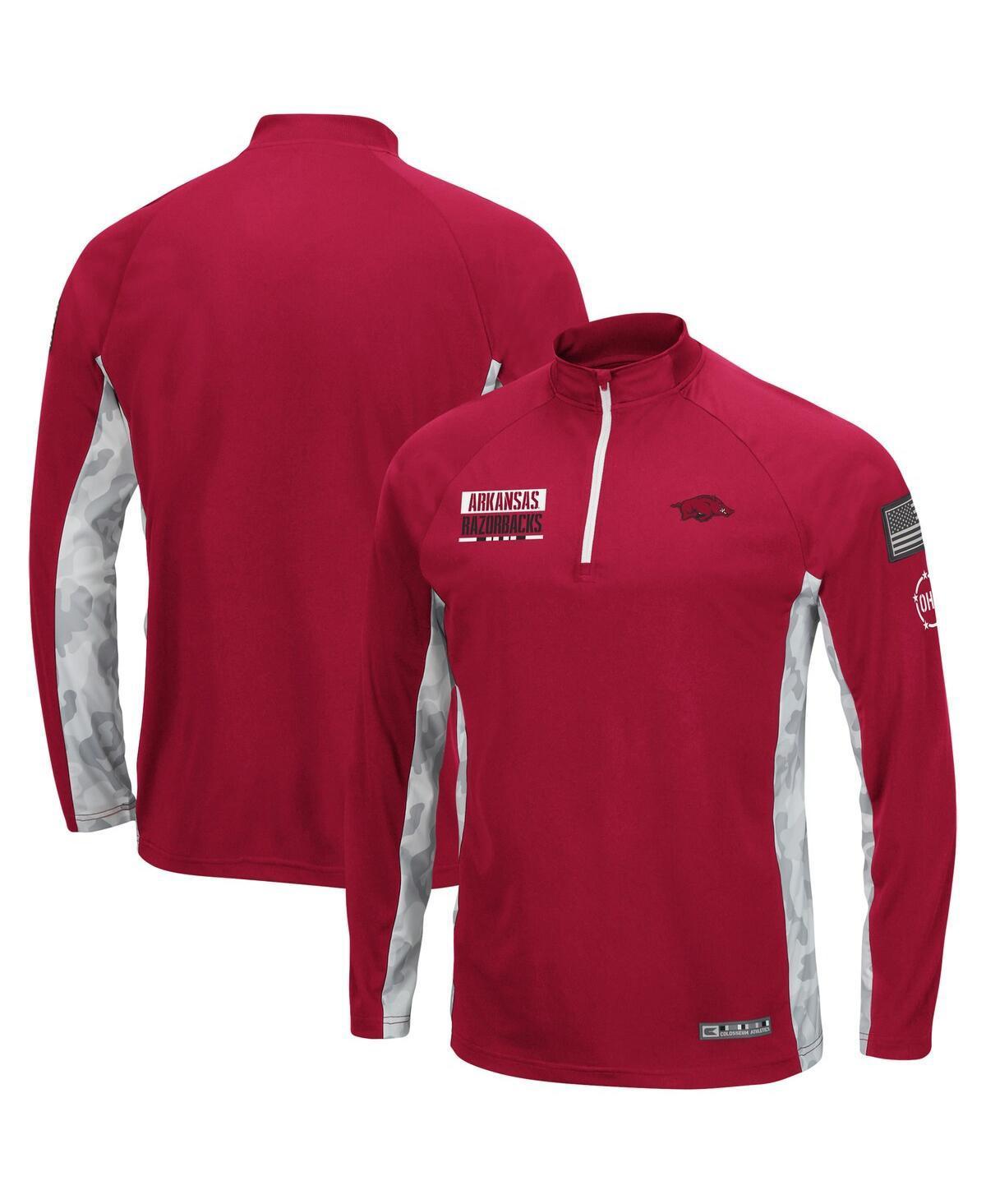 Men's Colosseum Cardinal Arkansas Razorbacks OHT Military Appreciation Snow Cruise Raglan 1/4-Zip Jacket, Size: Medium, Red Product Image
