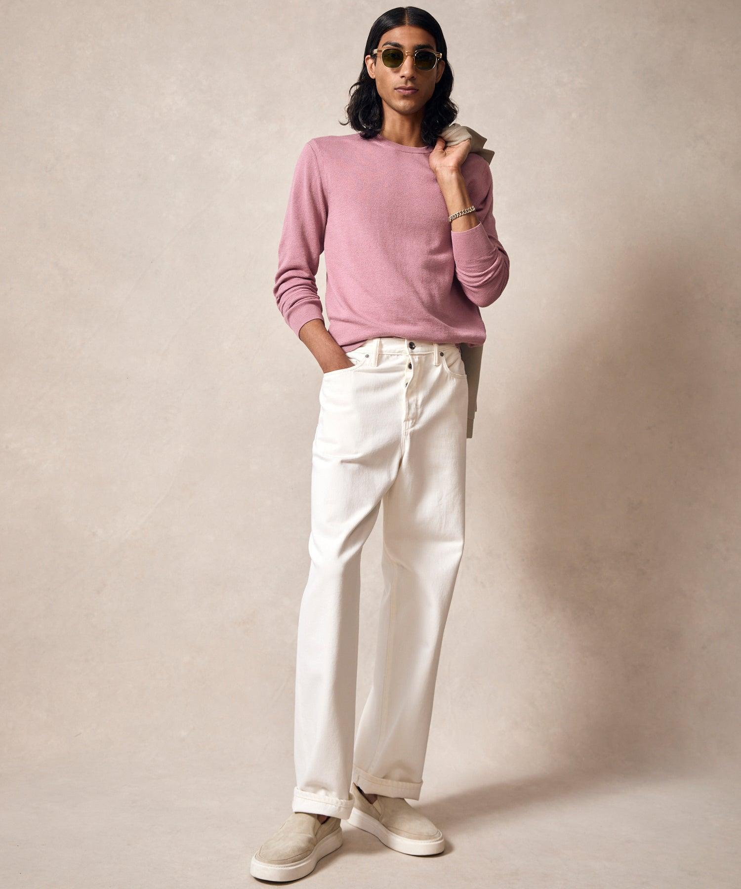 Cotton Silk Pique Crew in Mauve Product Image