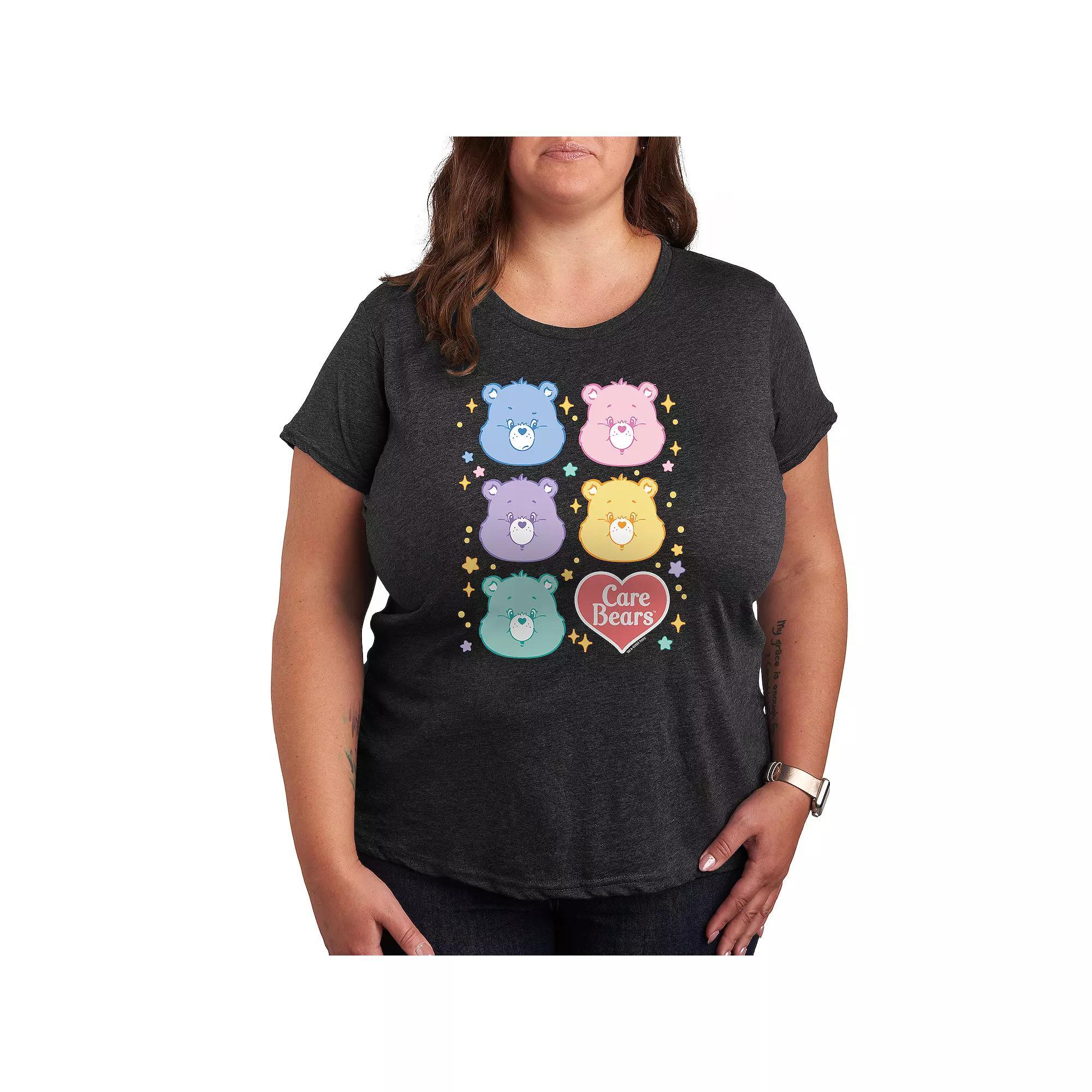 Plus Care Bears Group Graphic Tee, Womens Heather Grey Gray Product Image