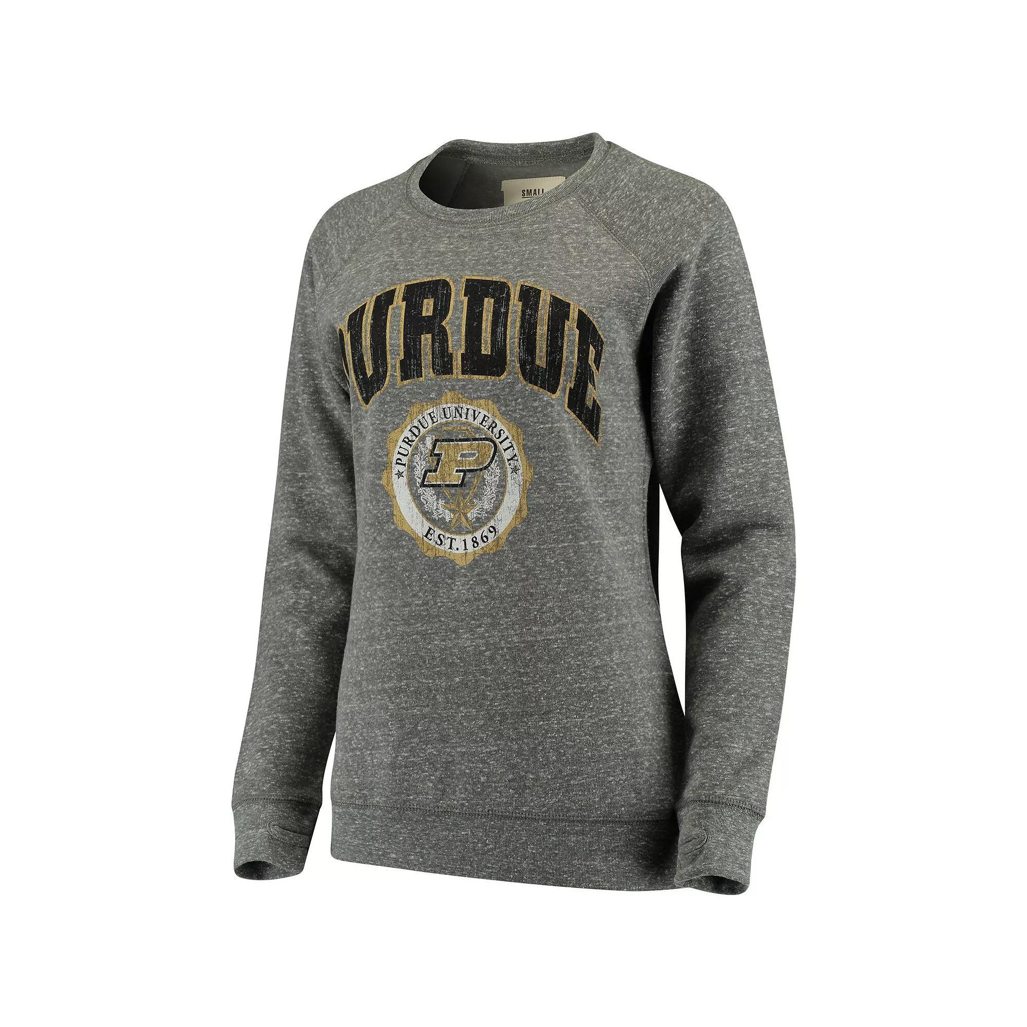 Women's Pressbox Heathered Gray Purdue Boilermakers Edith Vintage Knobi Pullover Sweatshirt, Size: Small, Grey Product Image
