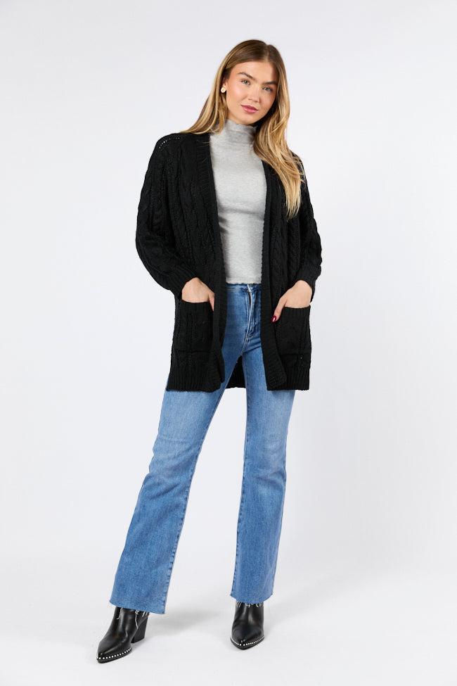Sweet Nothings Black Chunky Cable Knit Cardigan FINAL SALE Product Image