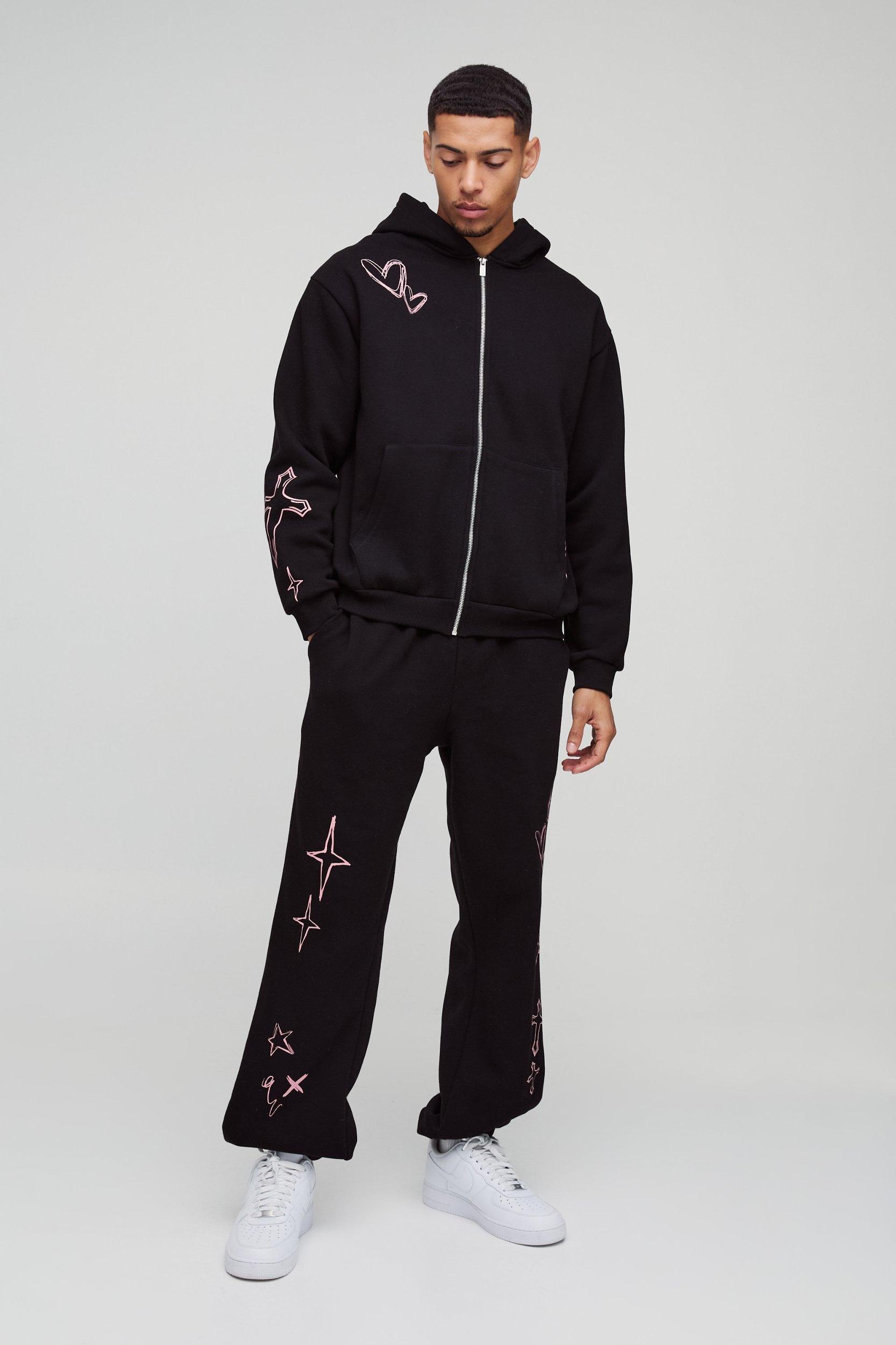 Oversized Life Of The Party Slogan Tracksuit | boohooMAN USA Product Image