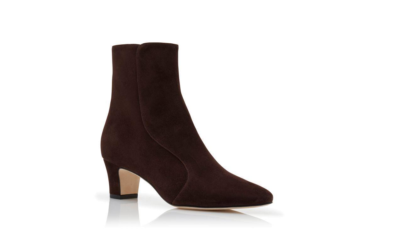 MYCONIA Brown Suede Round Toe Ankle Boots Product Image