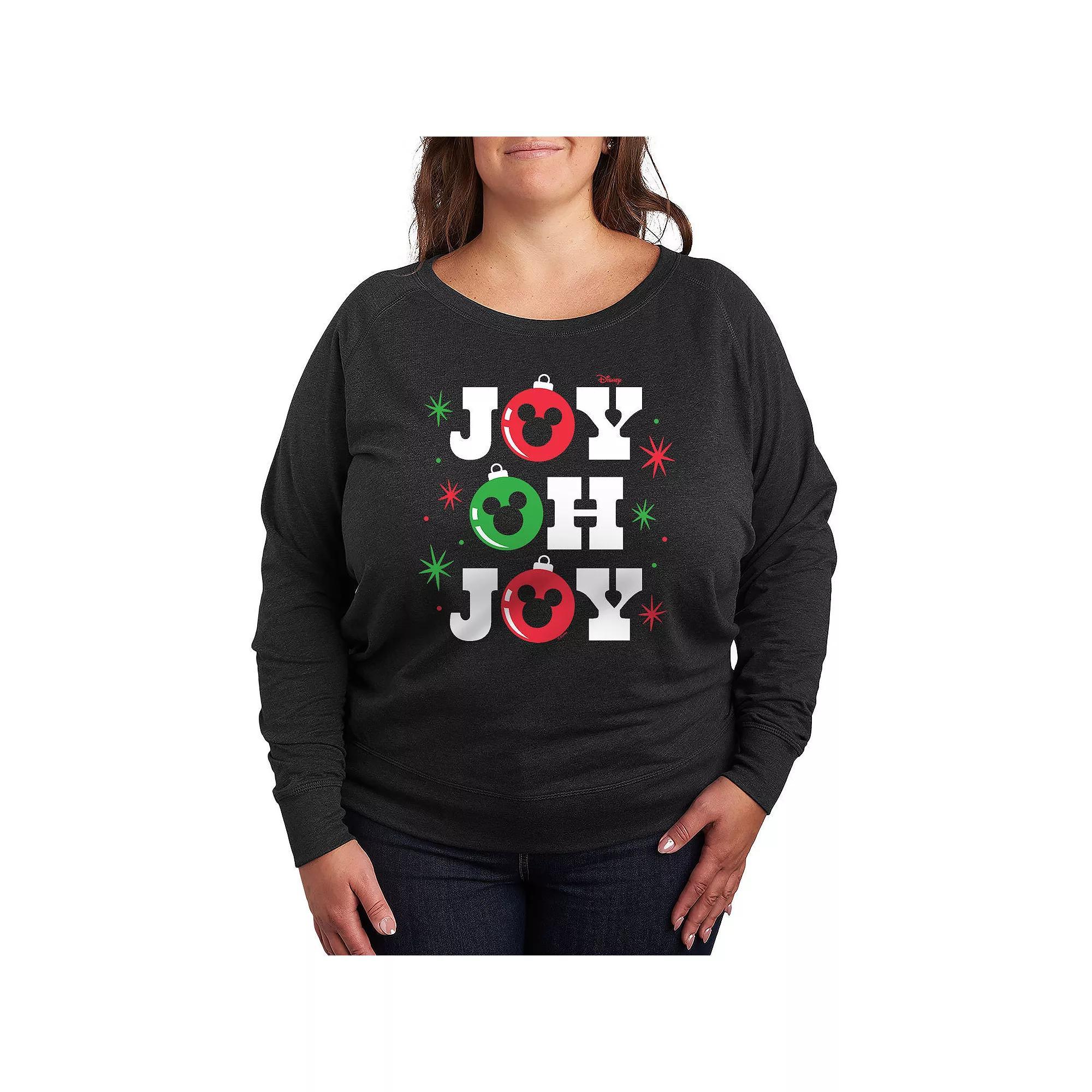 Disney's Mickey Mouse Plus Size Joy Oh Joy French Terry Long Sleeve Tee, Women's, Size: 1XL, Grey Heather Product Image