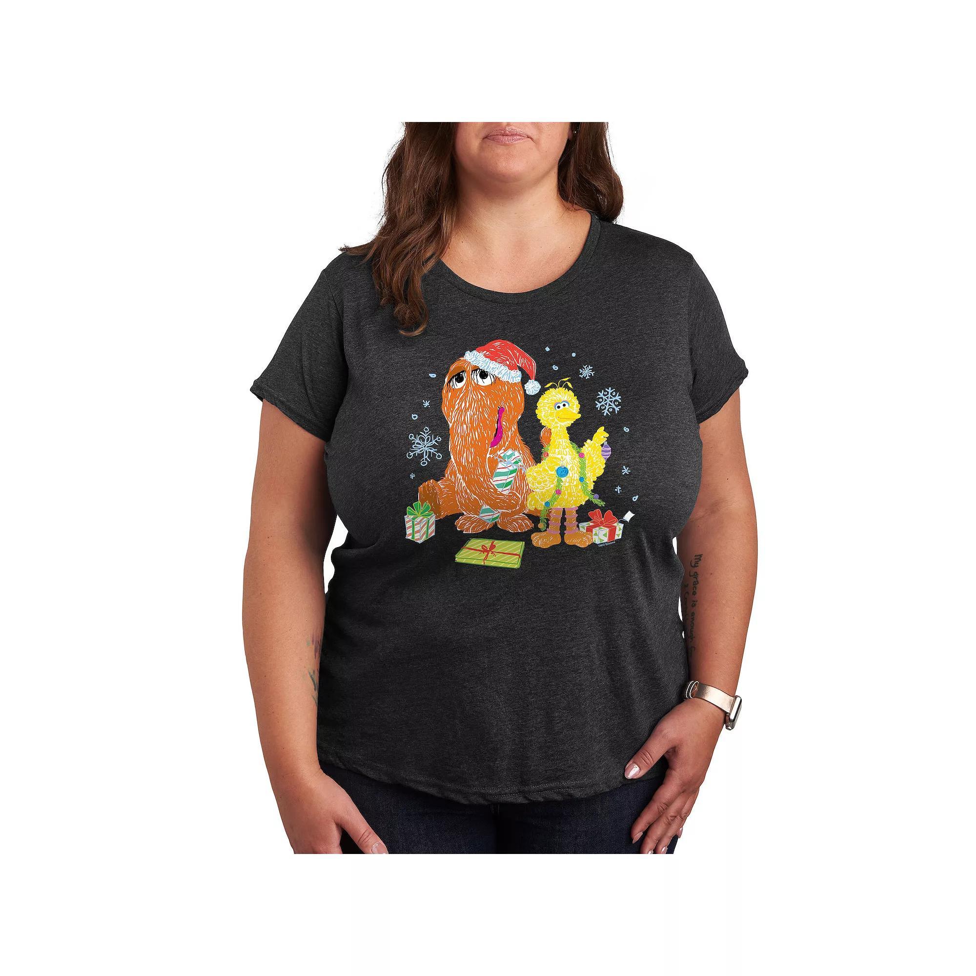 Plus Size Pink Holiday House Graphic Tee, Women's, Size: 1XL, Grey Royal Blue Product Image