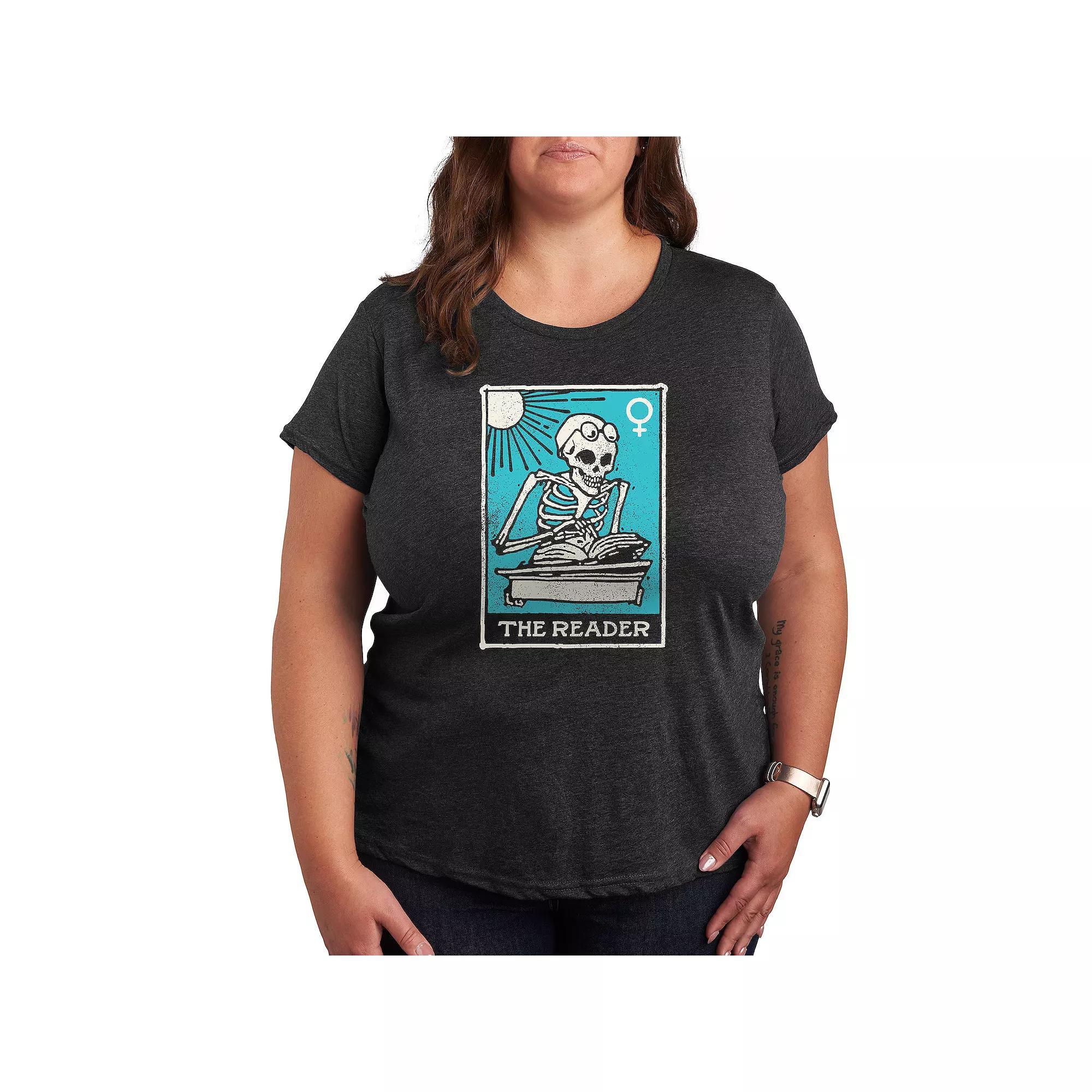 Plus The Reader Graphic Tee, Womens Heather Grey Product Image