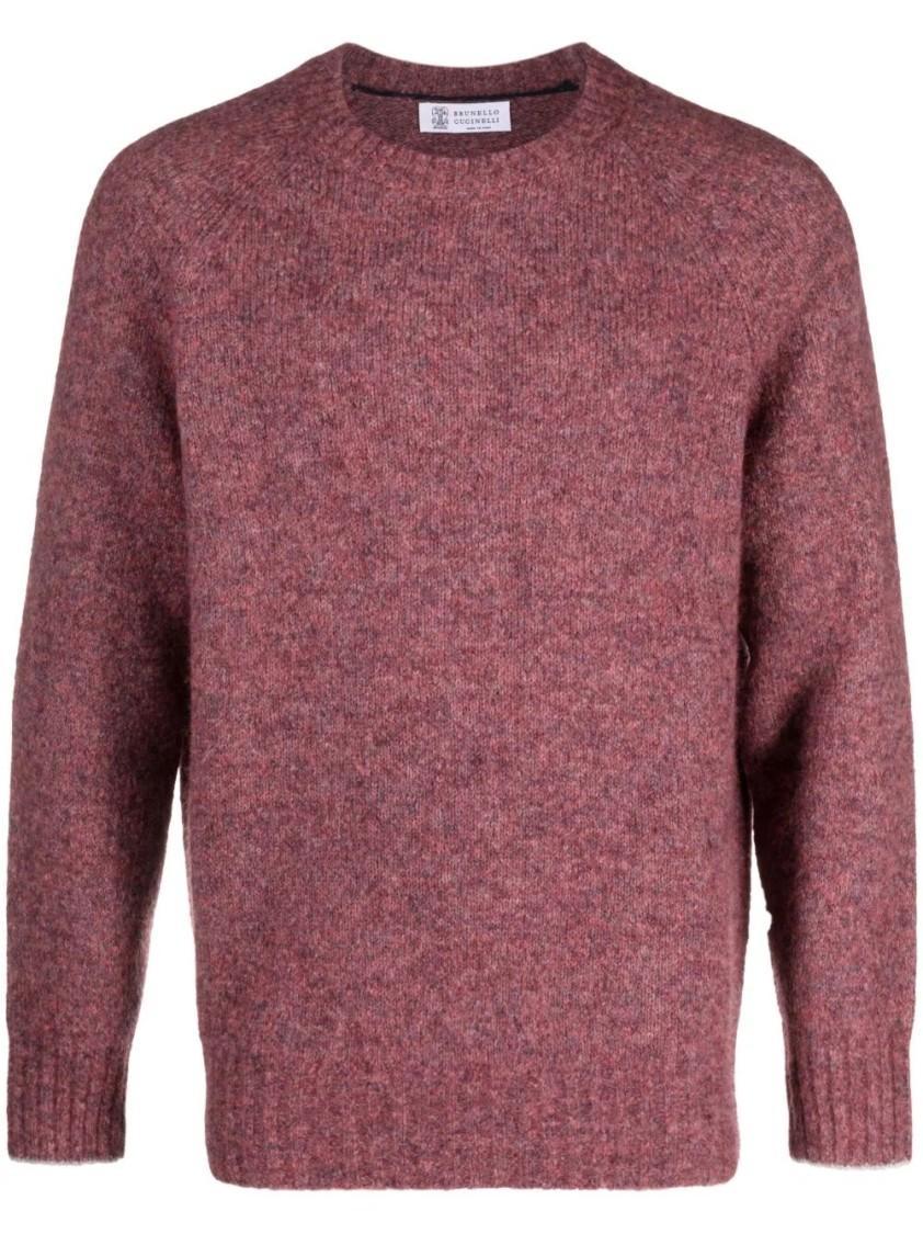 BRUNELLO CUCINELLI Crewneck Knitted Sweater In Rose Product Image