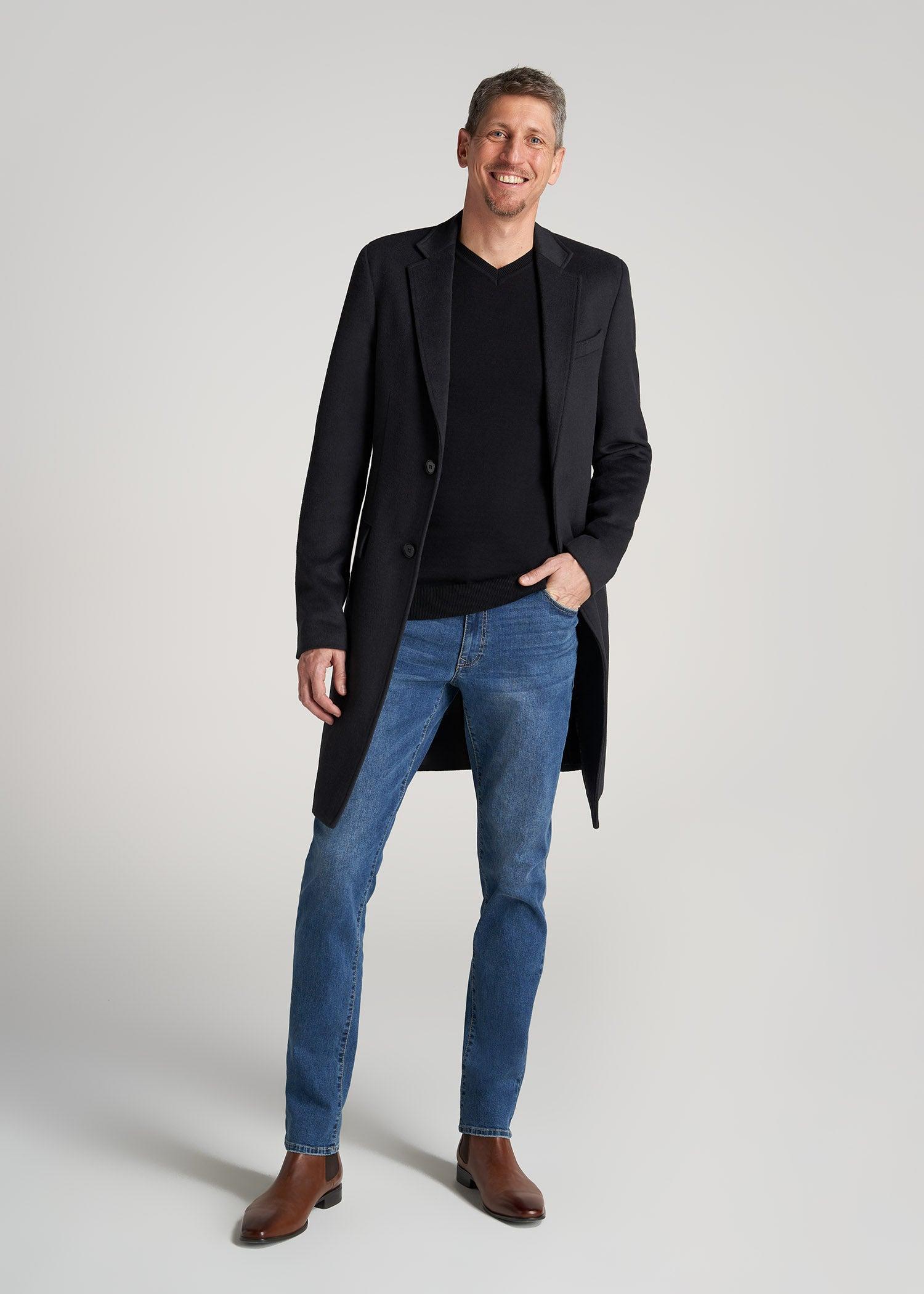 Wool Coat for Tall Men in Charcoal Mix Product Image