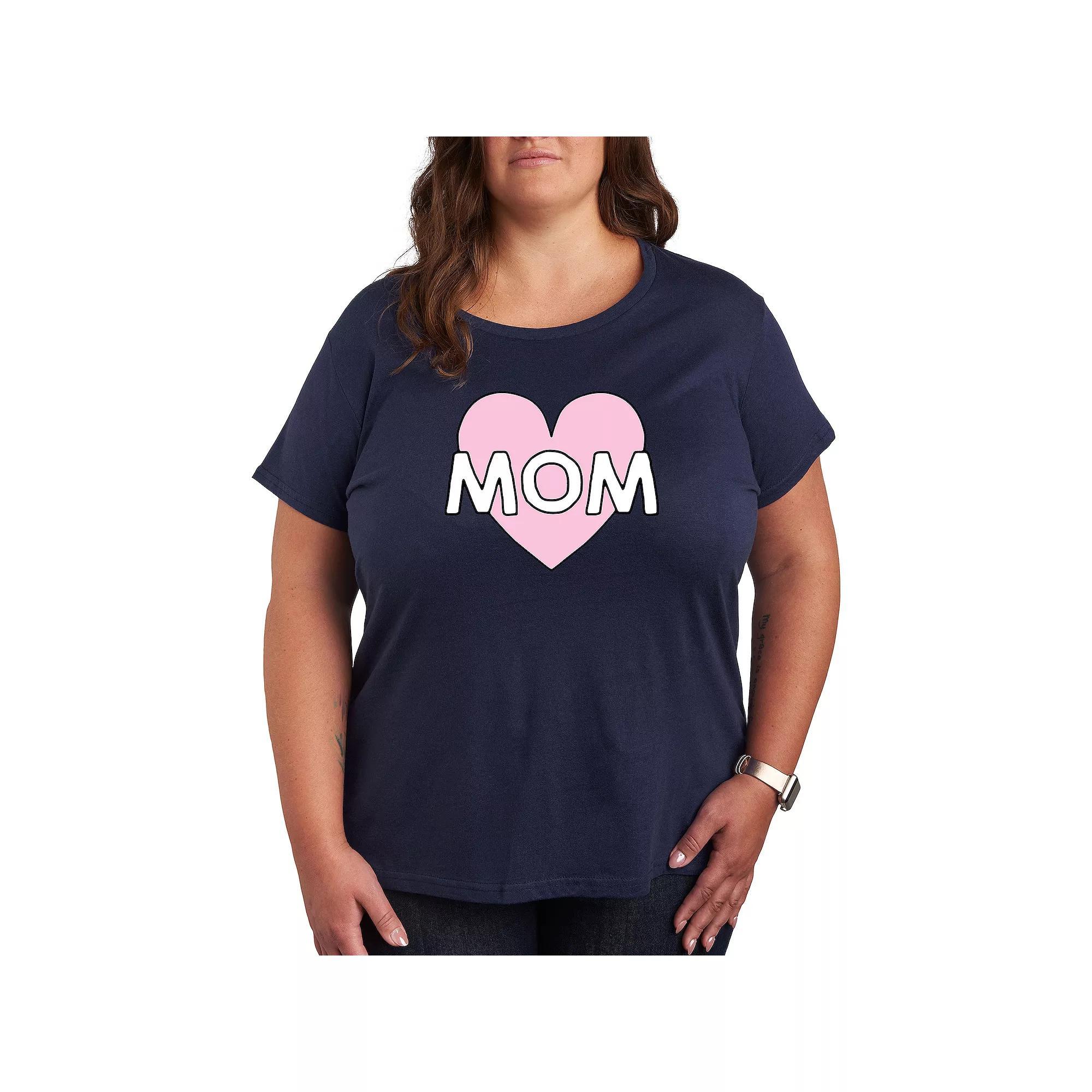 Plus Mom Heart Graphic Tee, Womens Grey Gray Product Image