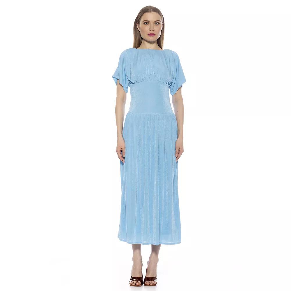 Women's ALEXIA ADMOR Luna Draped Dolman Sleeve Tea Length Dress, Size: Medium, Halogen Blue Product Image