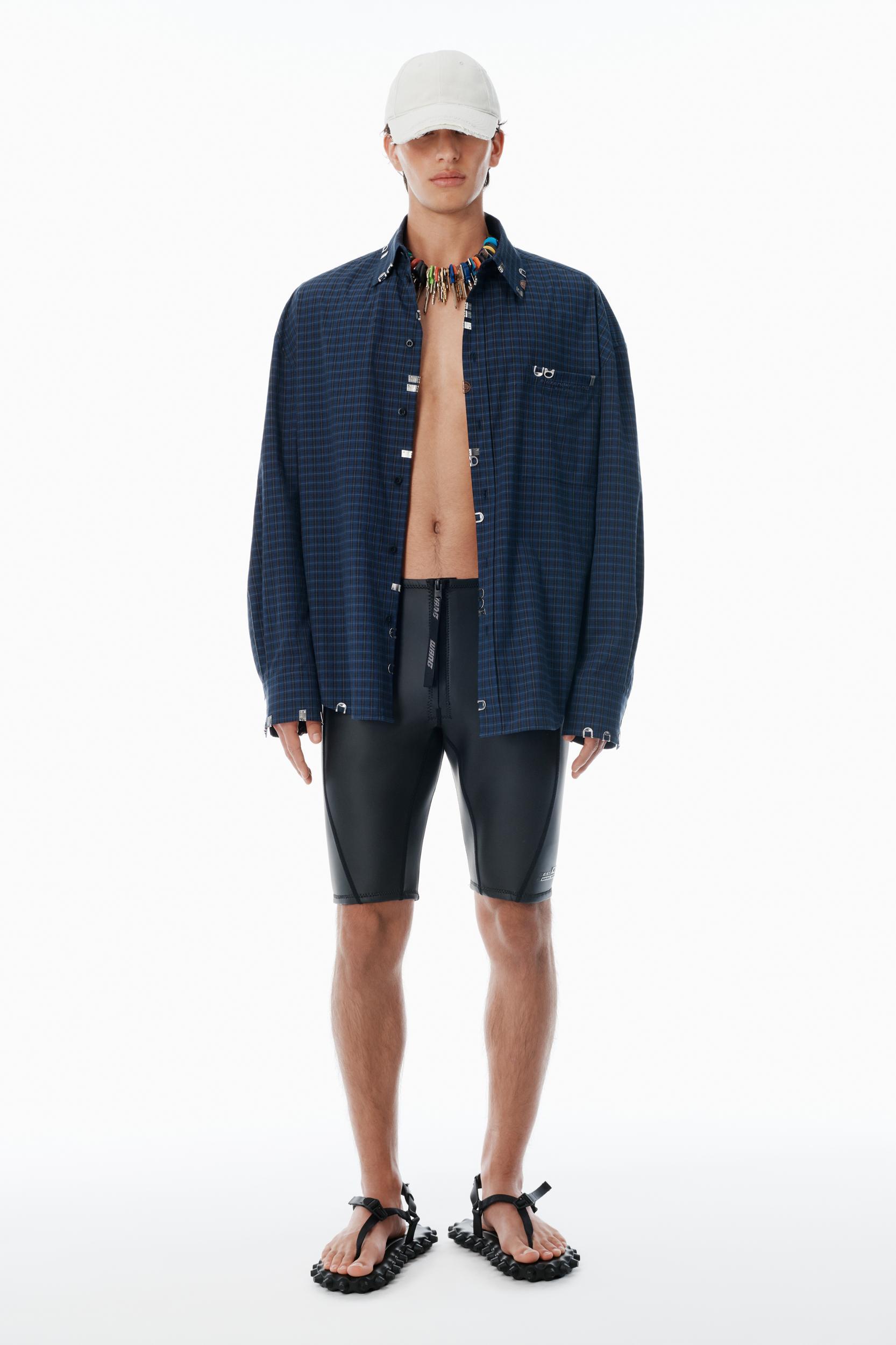 Navy Plaid Poplin Top Product Image