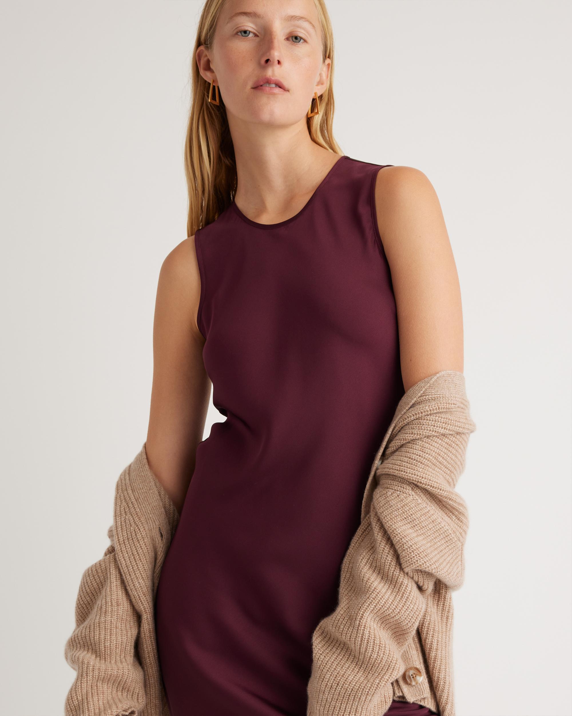 Quince | Women's Washable Stretch Silk Tank Top Midi Dress Size XL Product Image