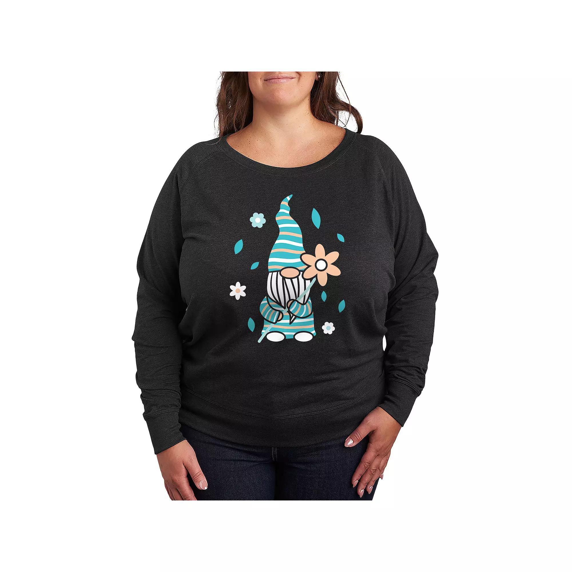 Plus Size Gnope Not Today Sleepy Gnome French Terry Long Sleeve Tee, Women's, Size: 3XL, Heather Grey Product Image