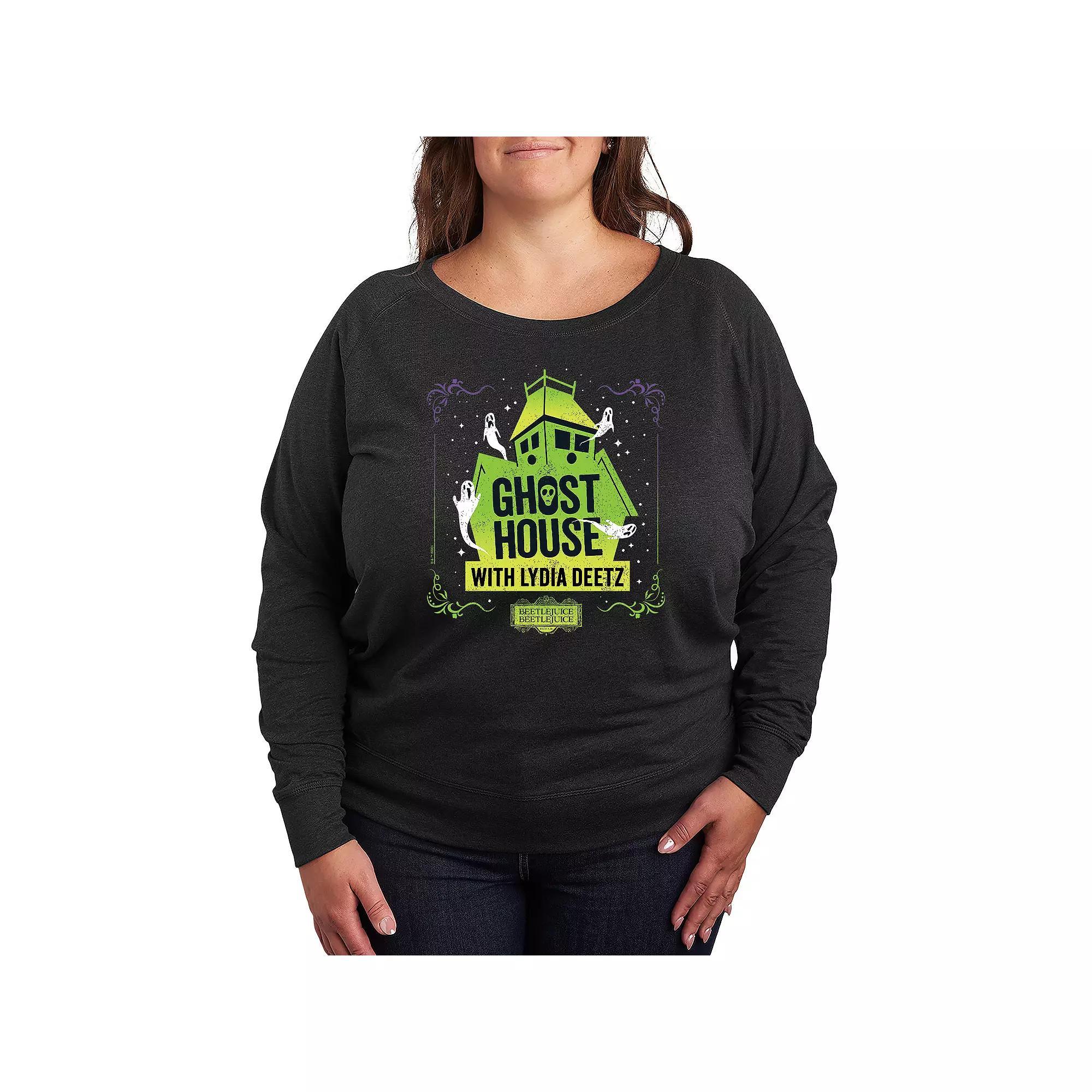 Plus Size Scandinavian Gnome French Terry Long Sleeve Tee, Womens Heather Grey Product Image