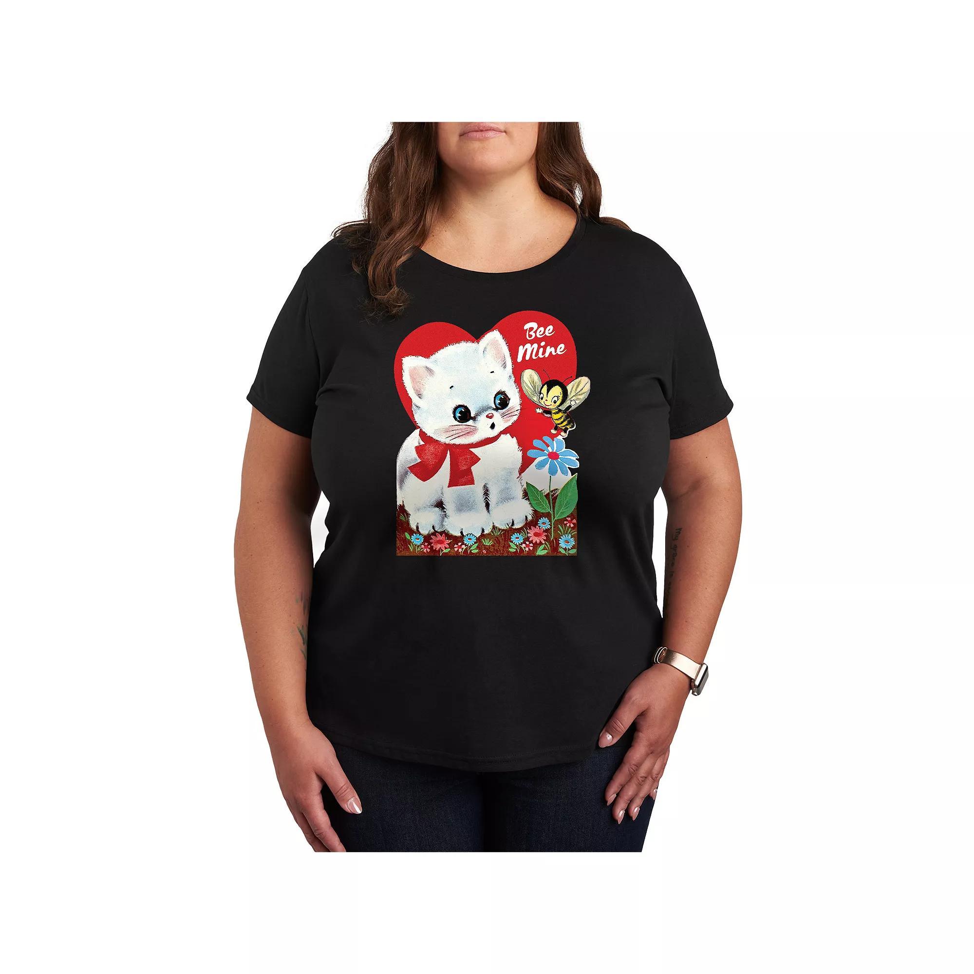 Plus Size Bee Mine Vintage Valentines Graphic Tee, Womens Product Image