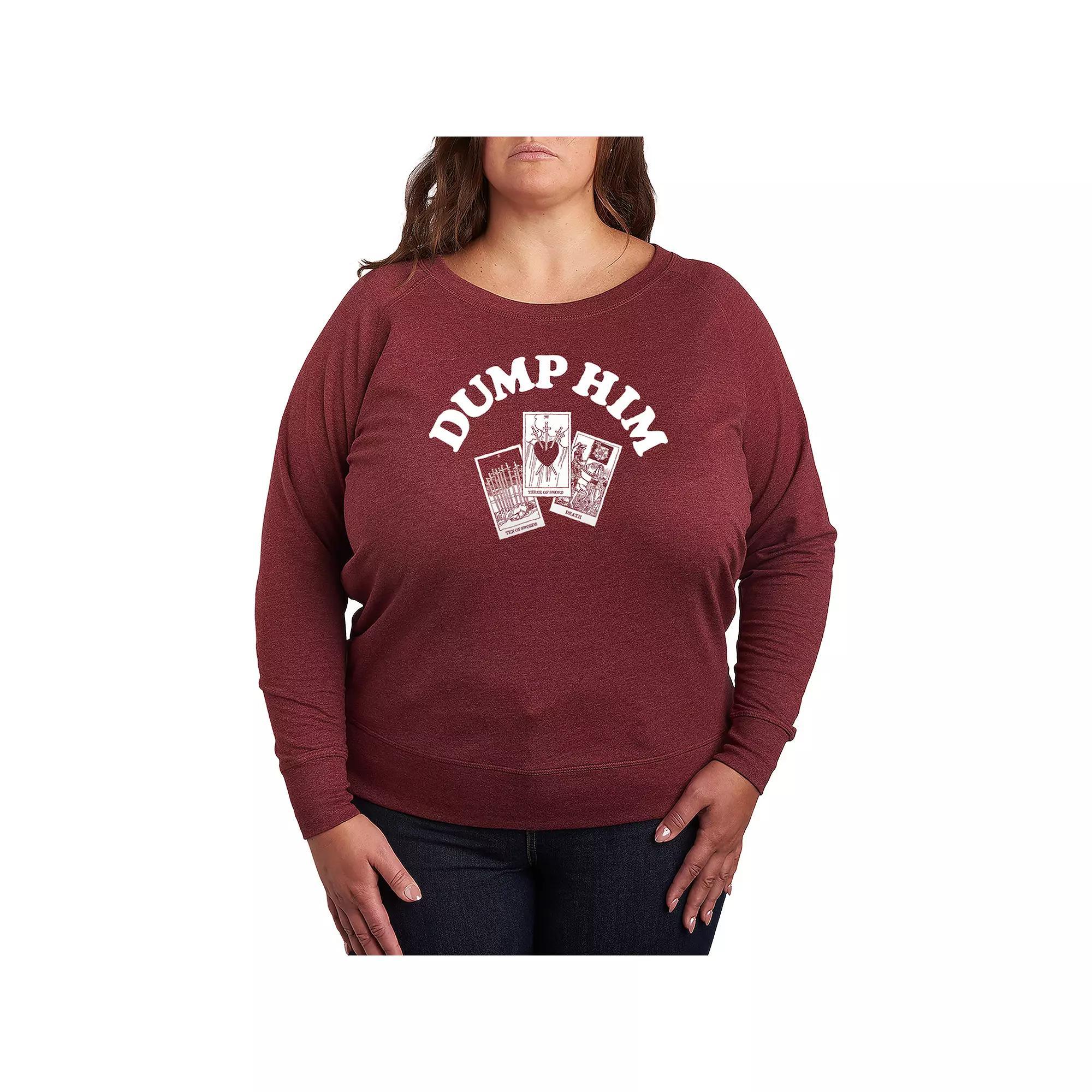 Plus Size The Dog Is My Favorite French Terry Long Sleeve Tee, Womens Grey Dark Red Product Image