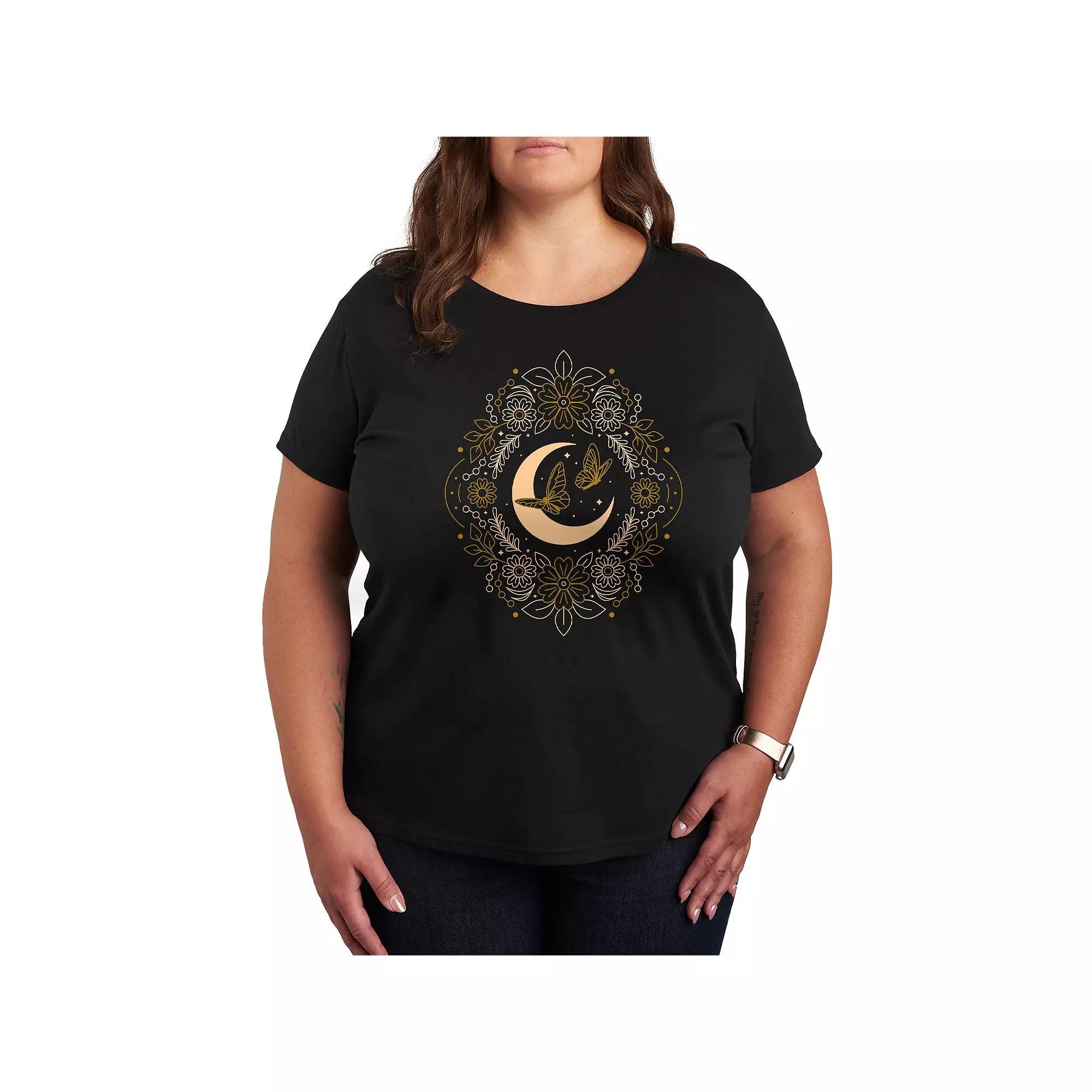 Plus Size Celestial Florals & Butterflies Graphic Tee, Womens Product Image