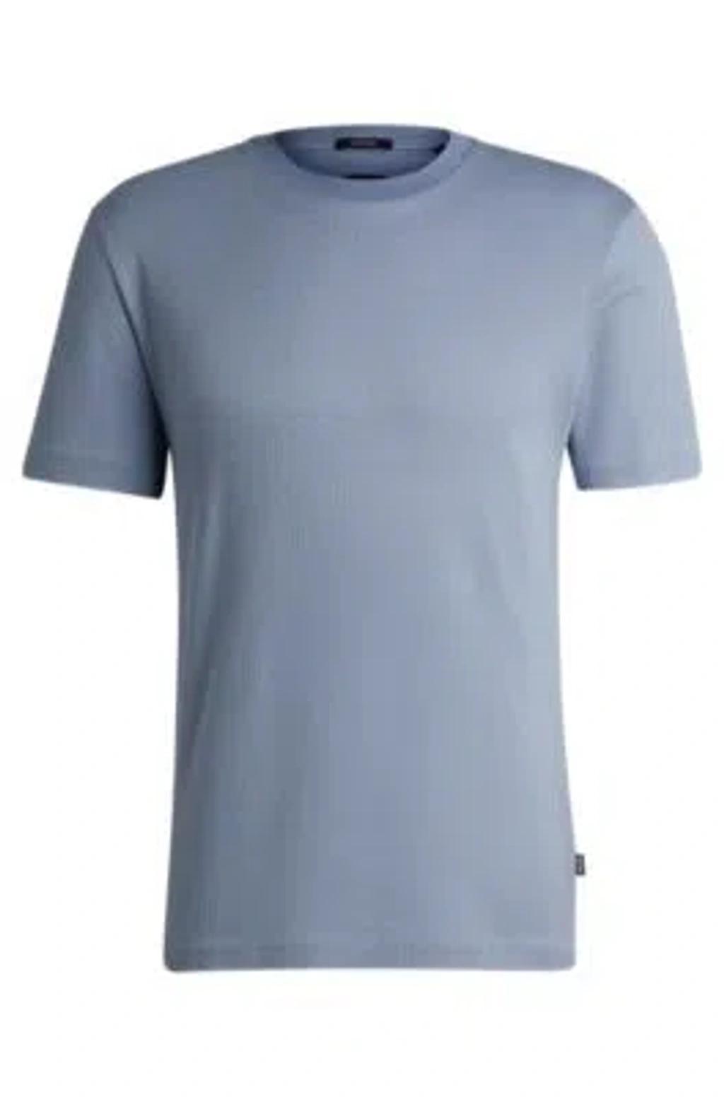 HUGO BOSS Regular-fit T-shirt In Structured Cotton In Light Blue Product Image