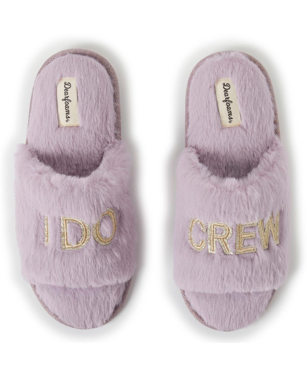 Dearfoams "I Do" Faux-Fur Bridal Women's Slide Slippers, Size: Small, I Do Blue Product Image