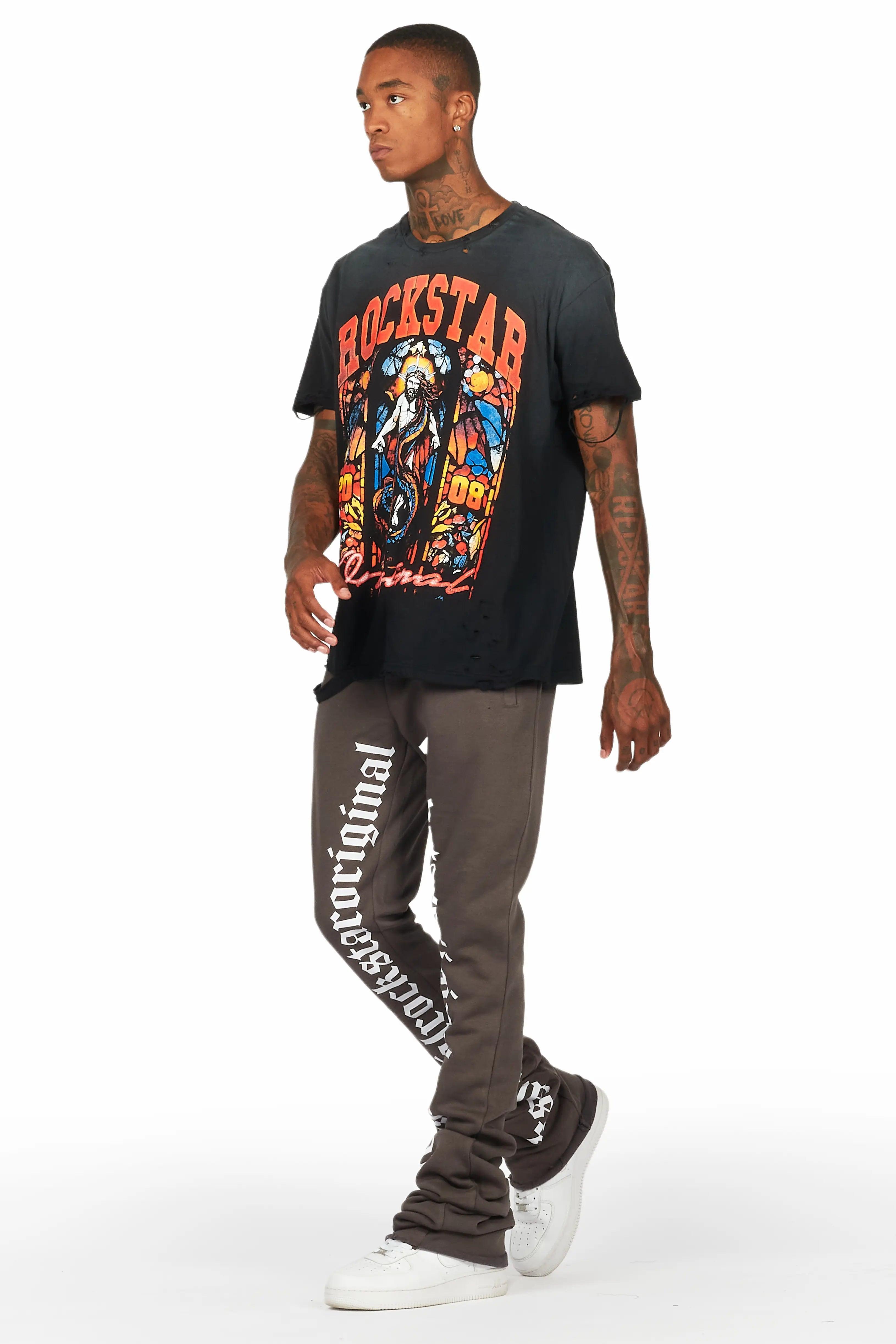 Nalo Black Graphic Oversized T-Shirt Male Product Image
