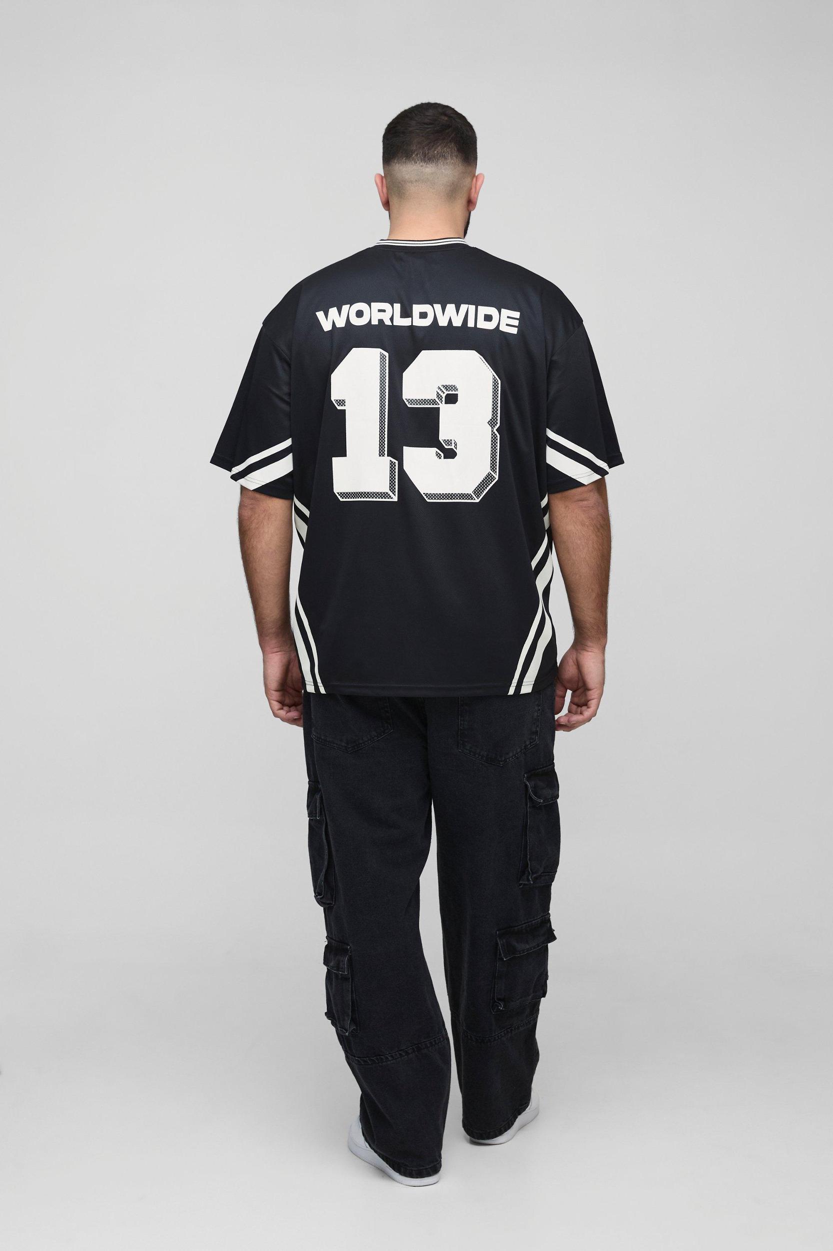 Plus Official Oversized Mesh Football T-shirt | boohooMAN USA Product Image