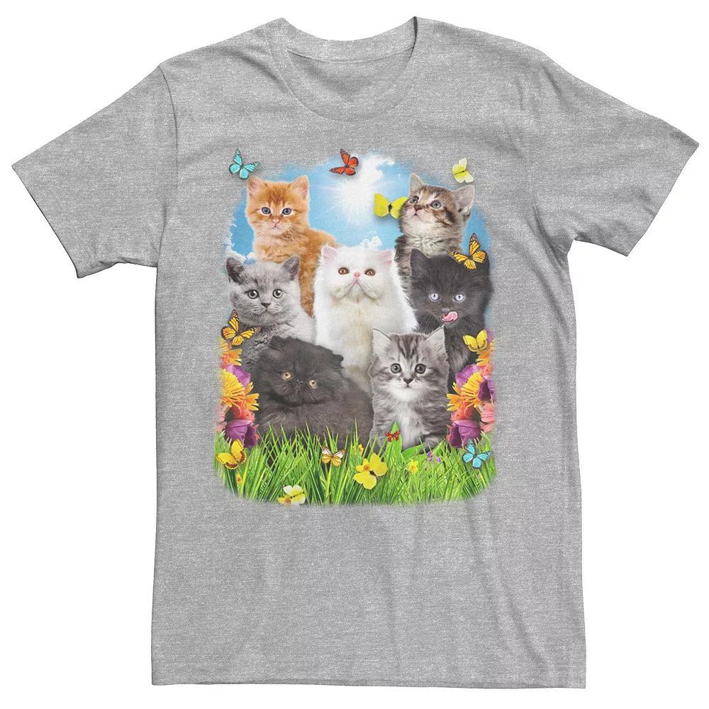 Men's Spring Kitten Garden Collage Tee, Size: Medium, Athletic Grey Product Image